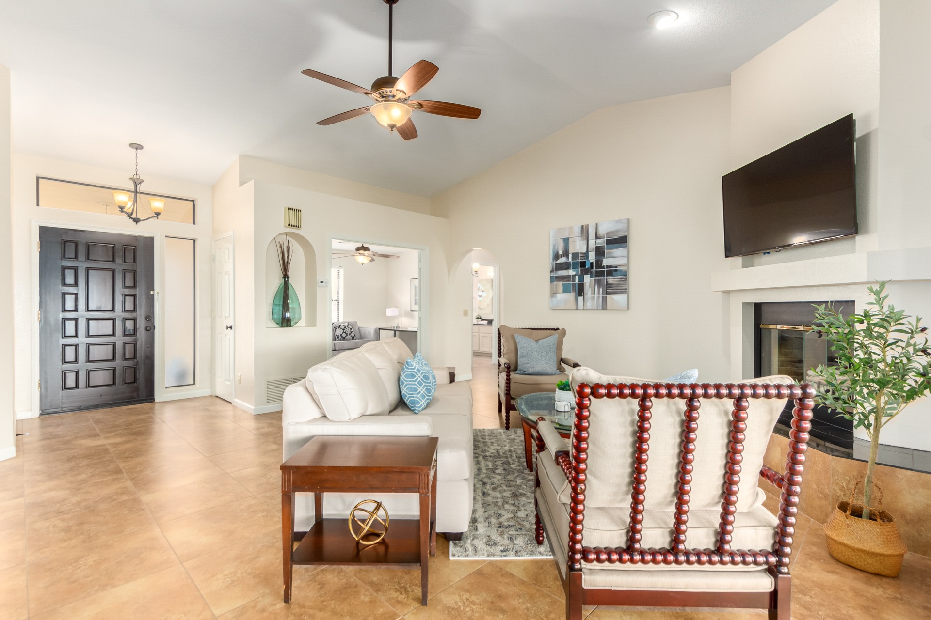 an abstract photo of a curved building with a blue sky in the background