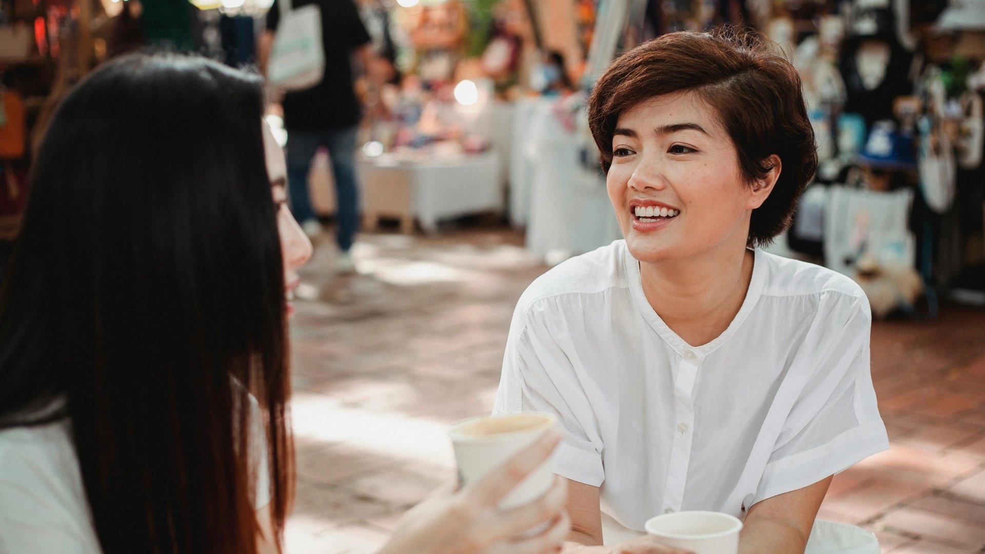 two women in a cafe