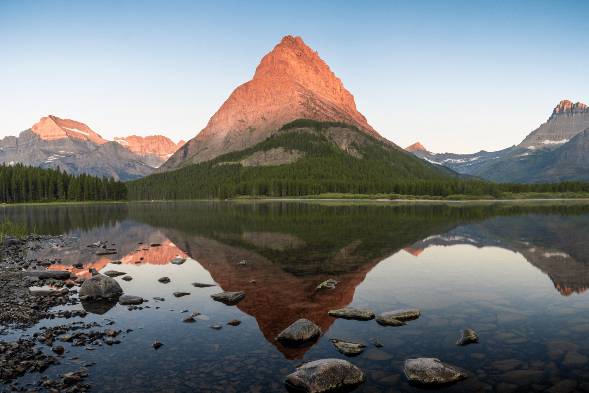 Swiftcurrent Lake in Glacier National Park at Sunrise
