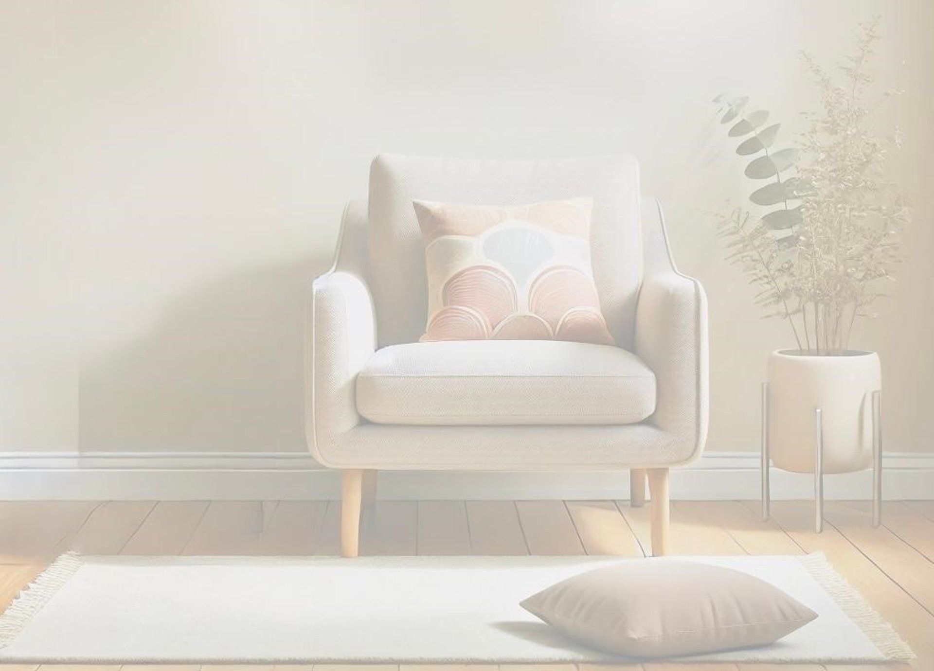 a living room filled with furniture and a mirror