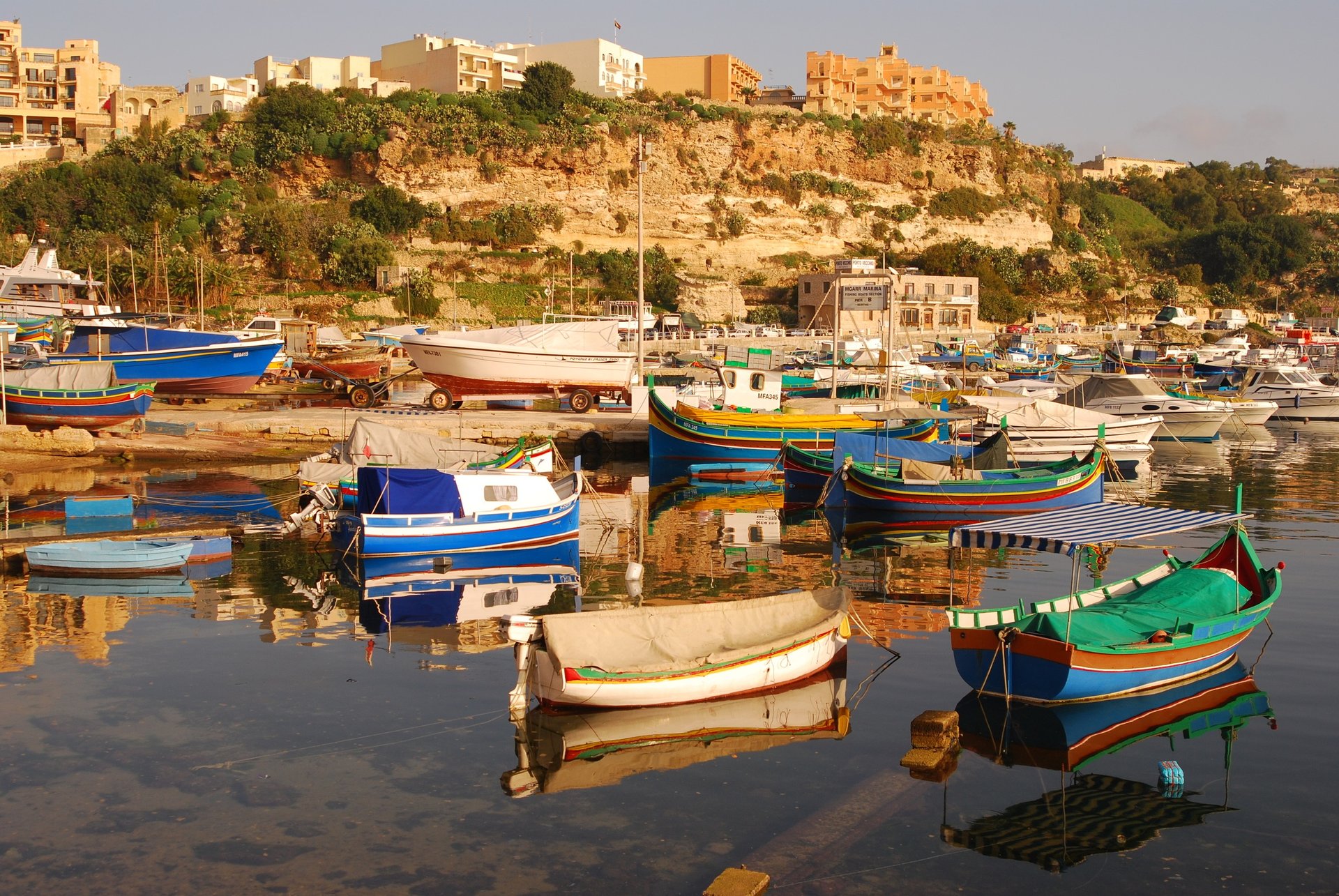 Traditional boats in Mgarr Harbour.