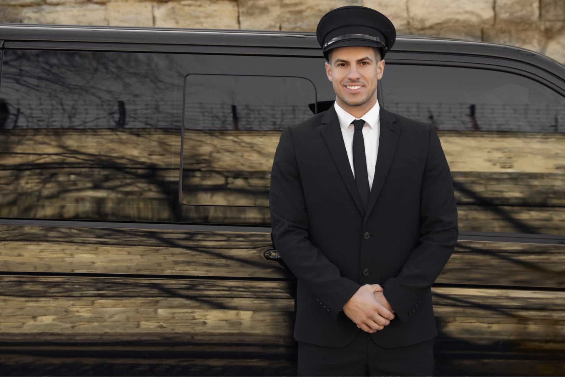 man in black suit standing beside black car during daytime