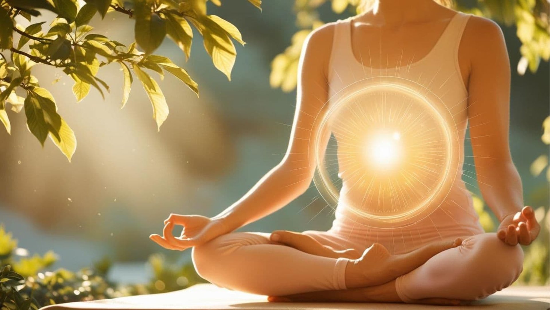 una mujer en estado meditativo está practicando reconexión cuántica bajo la guía de Svitlana Bytka