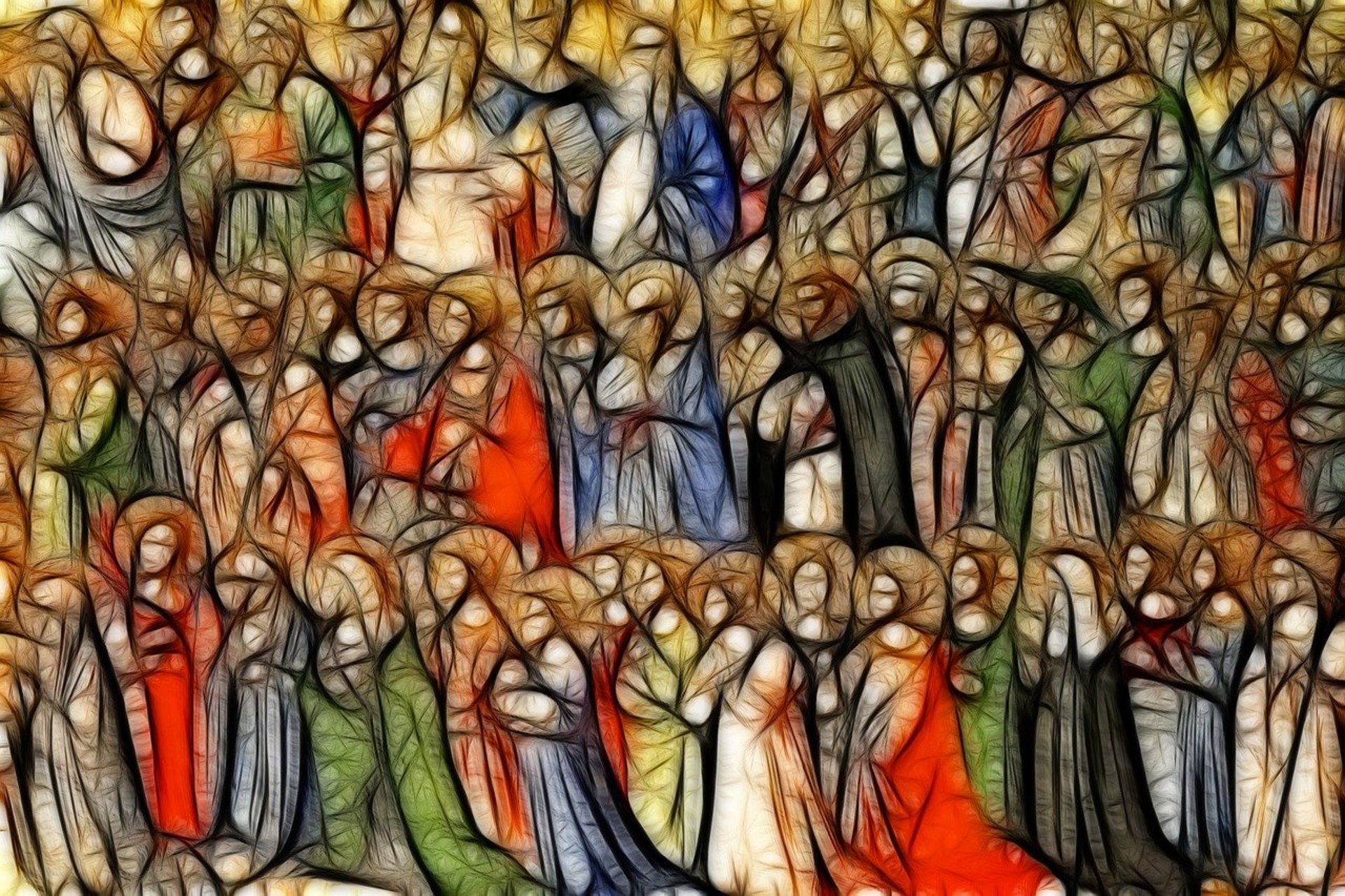 a large crowd of people in a building