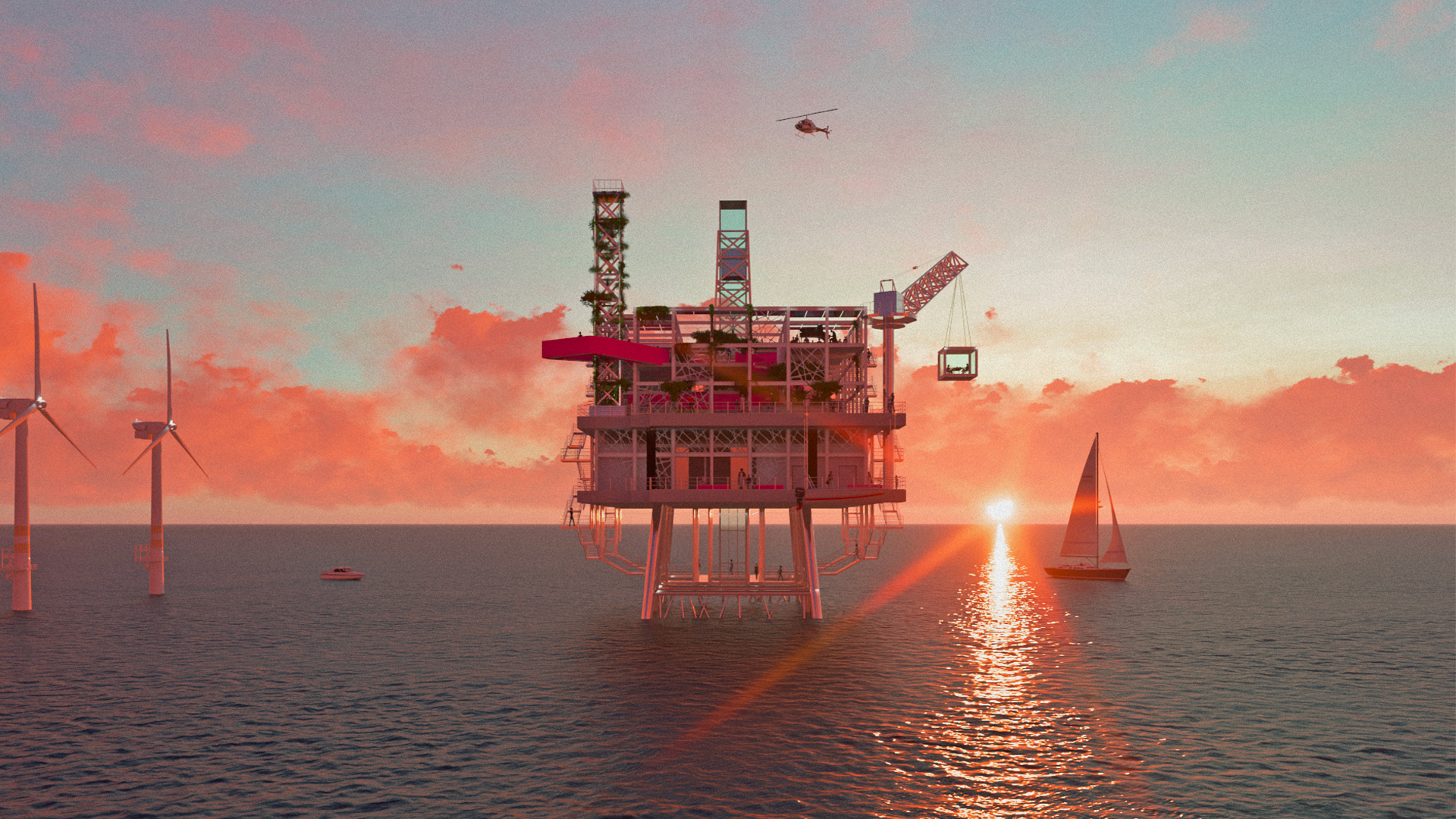 an abstract photo of a curved building with a blue sky in the background