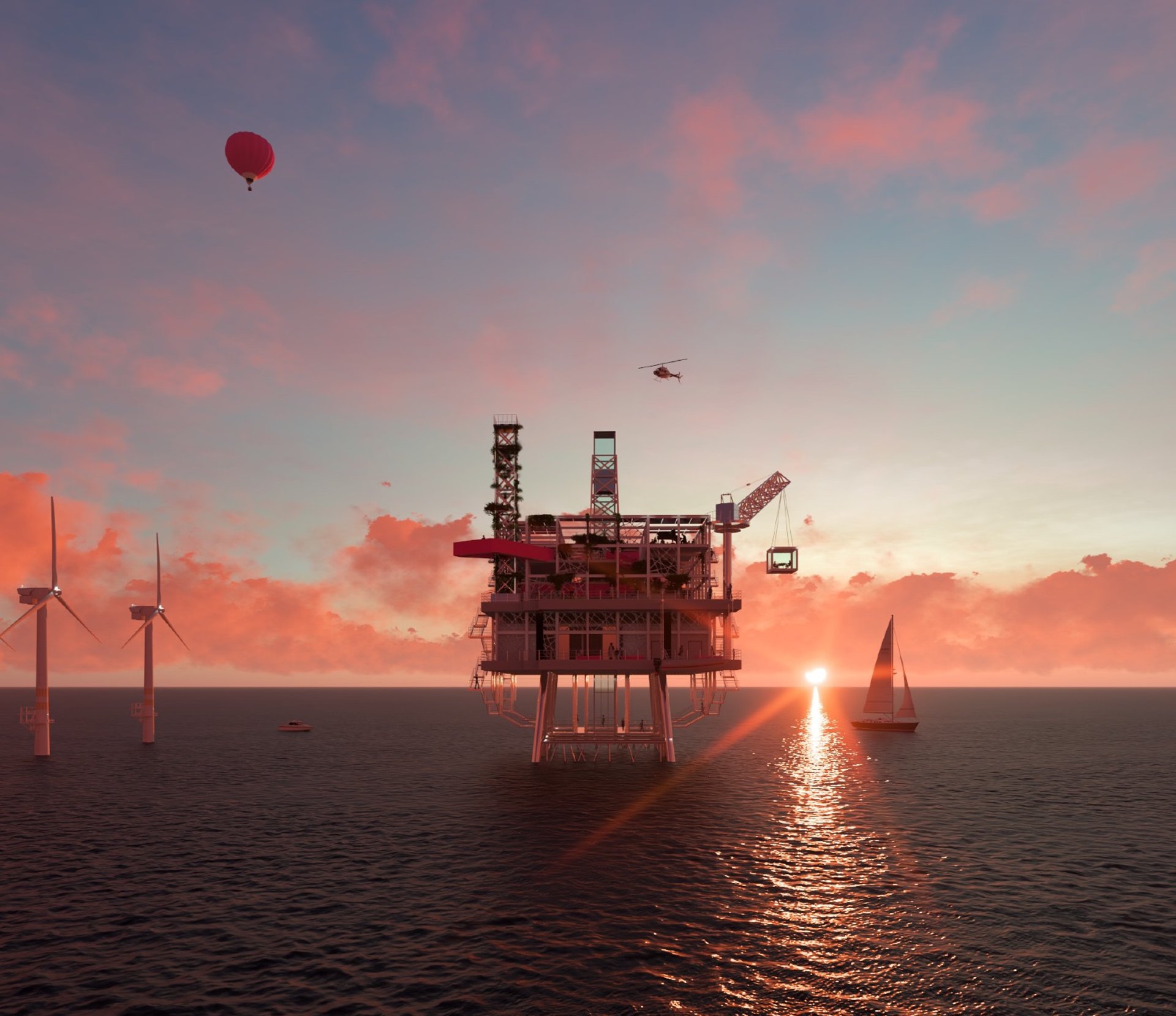 an abstract photo of a curved building with a blue sky in the background