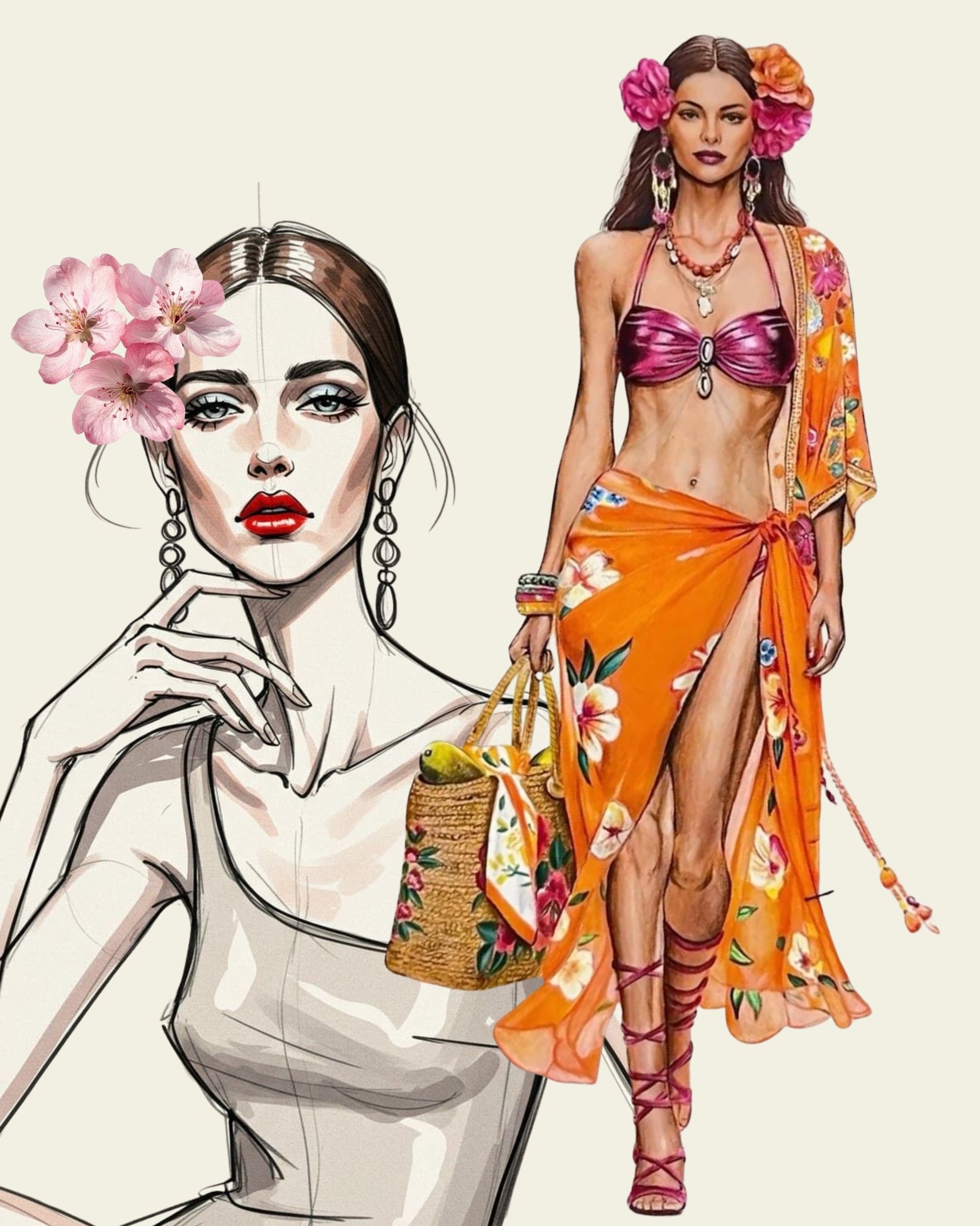 A fashion design studio with sewing materials.