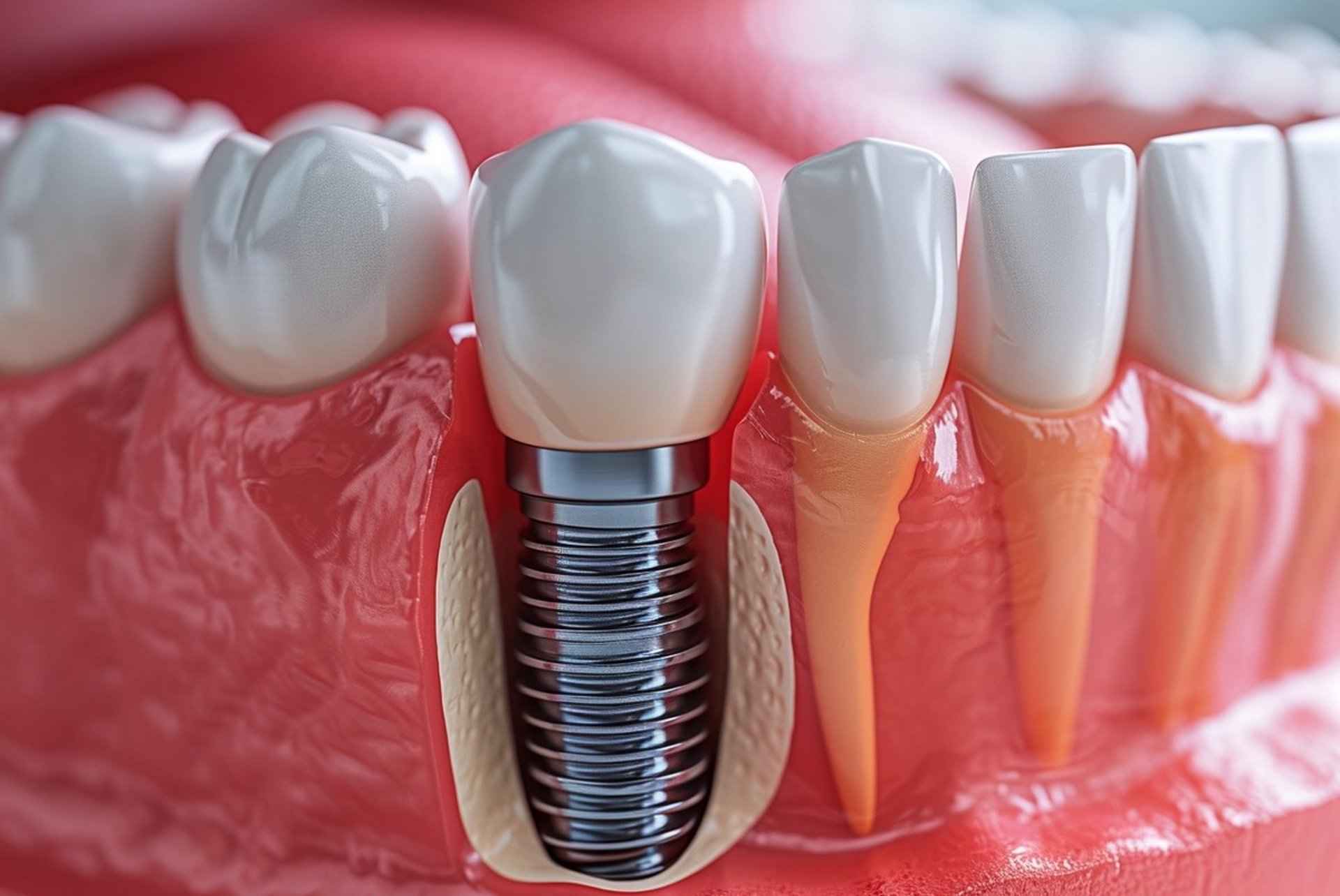 person wearing silver-colored ring while holding denture