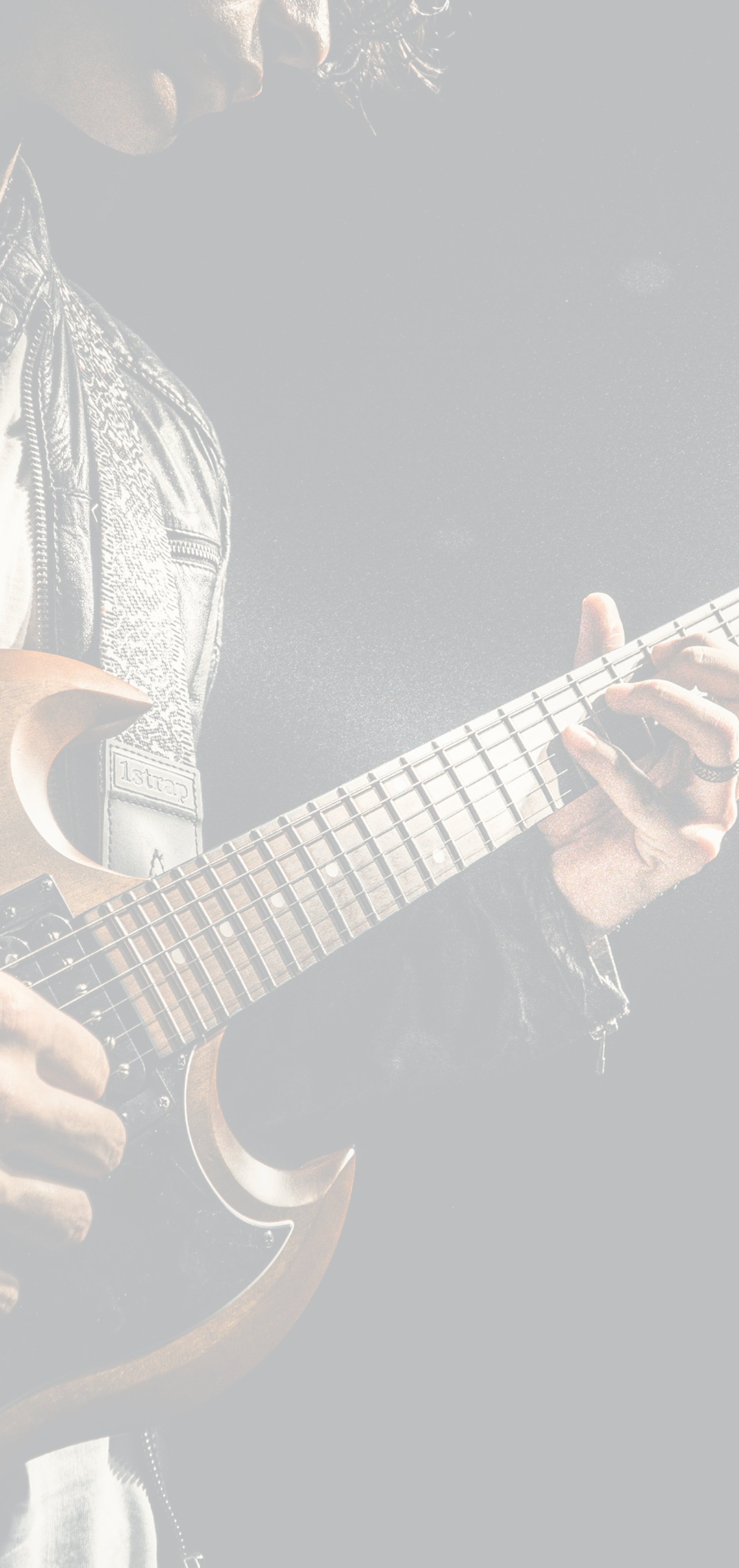 red and black electric guitar