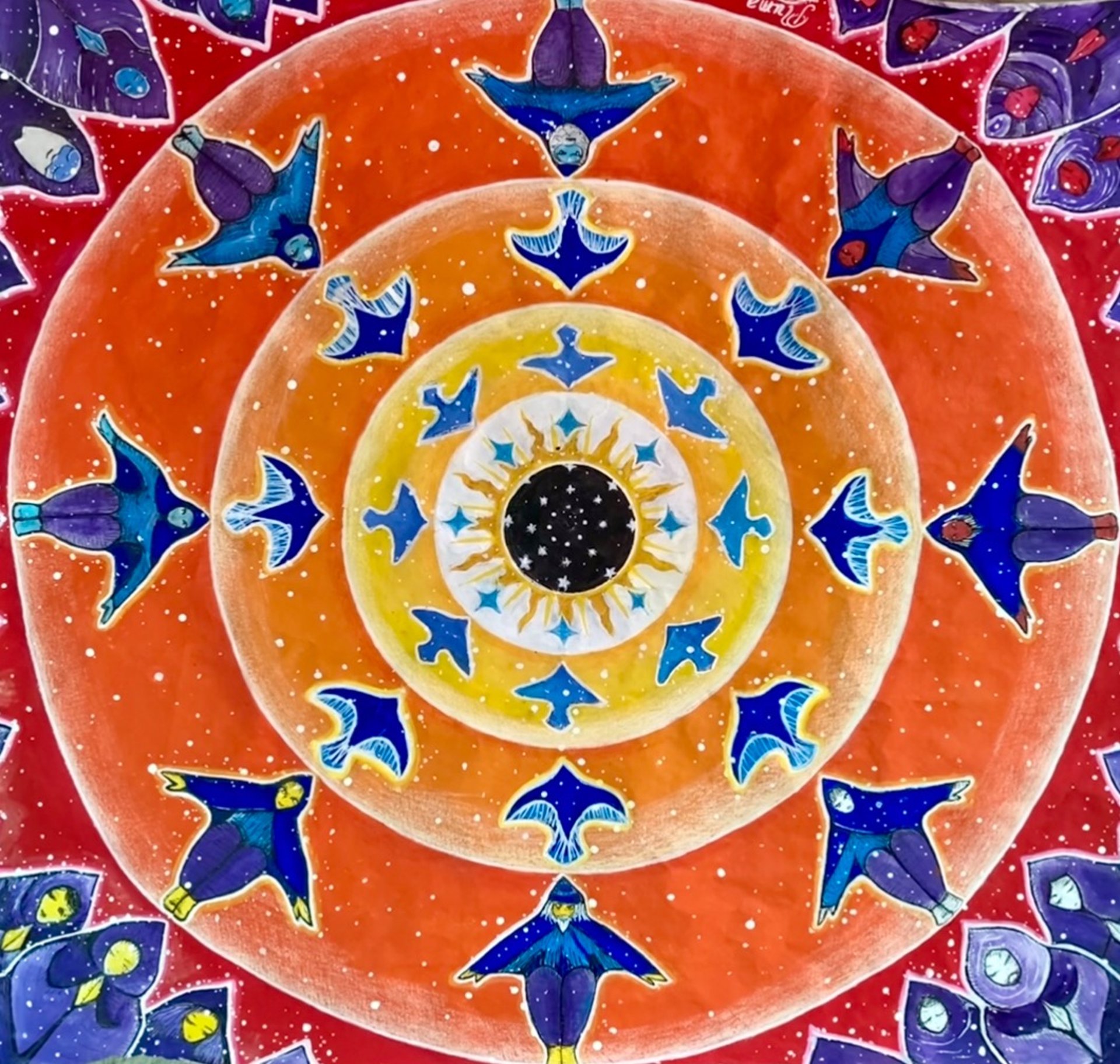 an abstract photo of a curved building with a blue sky in the background