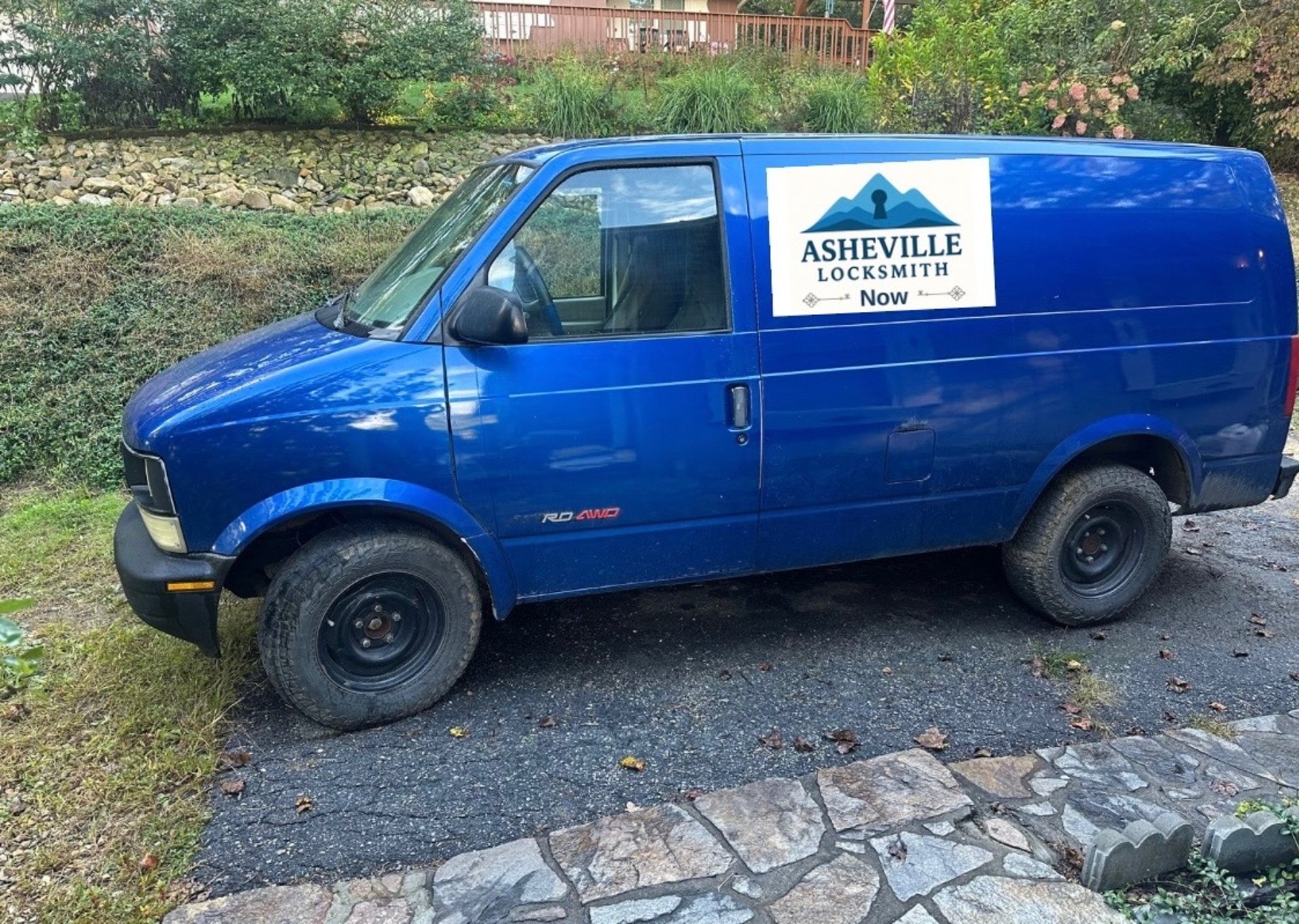 Blue Asheville Locksmith Now van providing locksmith services across Old Fort, Marion, and WNC
