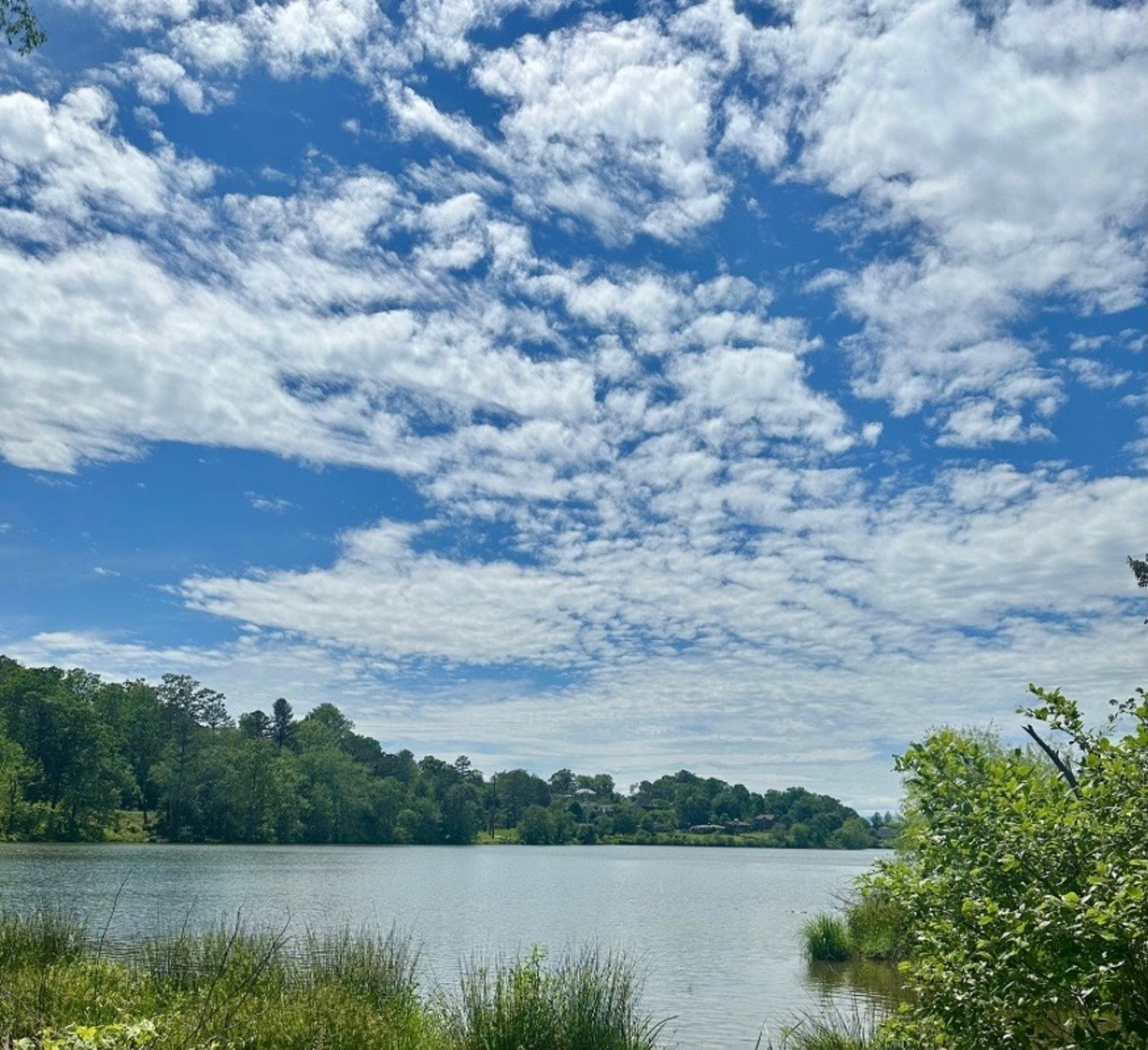 Beaver Lake with blue sky above representing Asheville Locksmith Now service area in Woodfin, NC