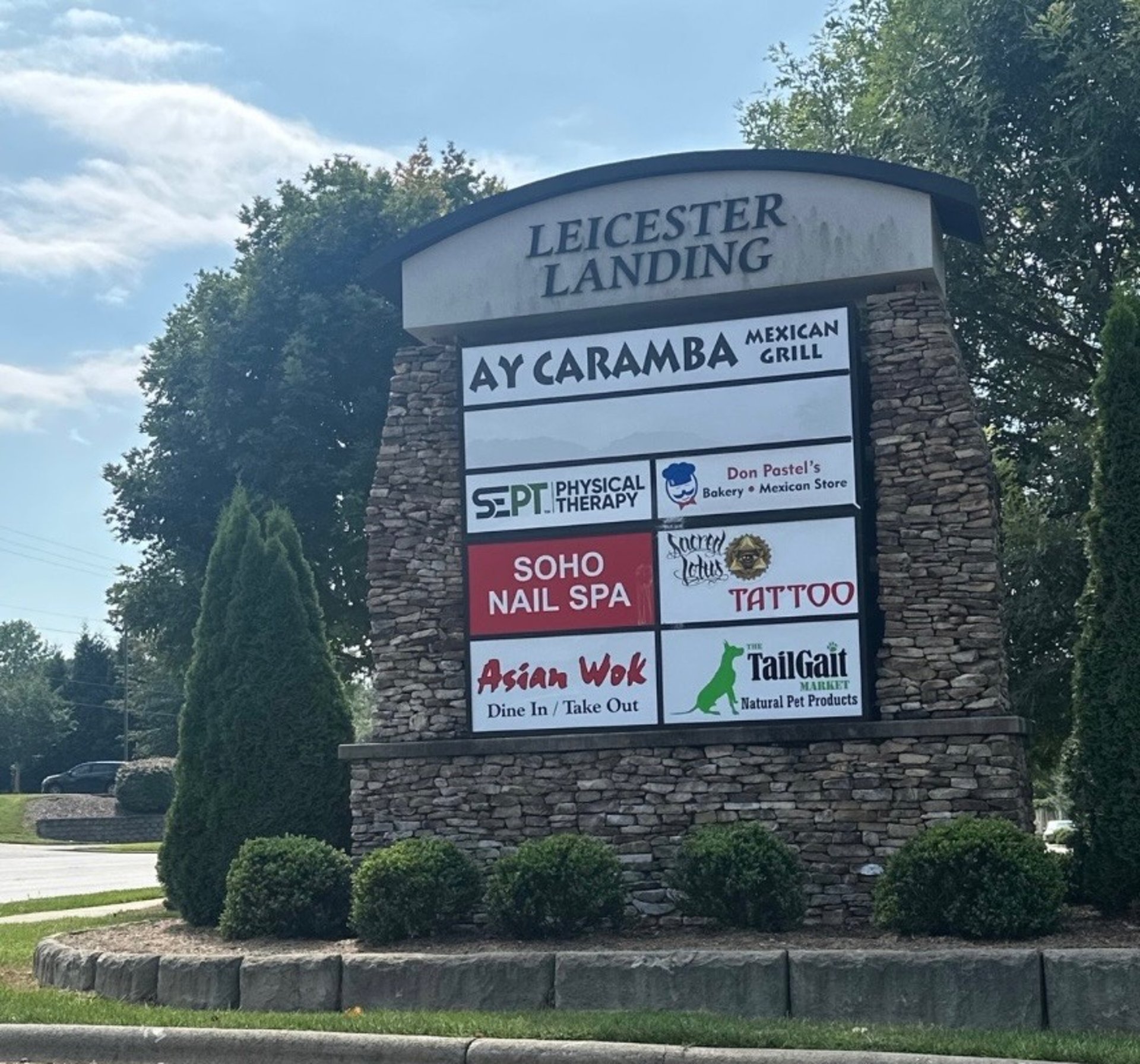 Leicester Landing sign in Leicester, NC- representing locksmith service area