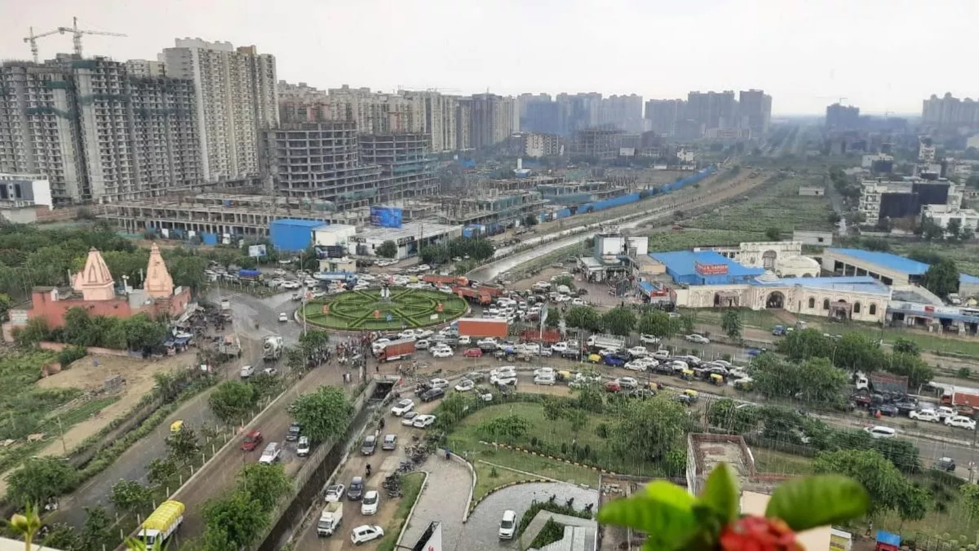 a view of a city from a high rise building