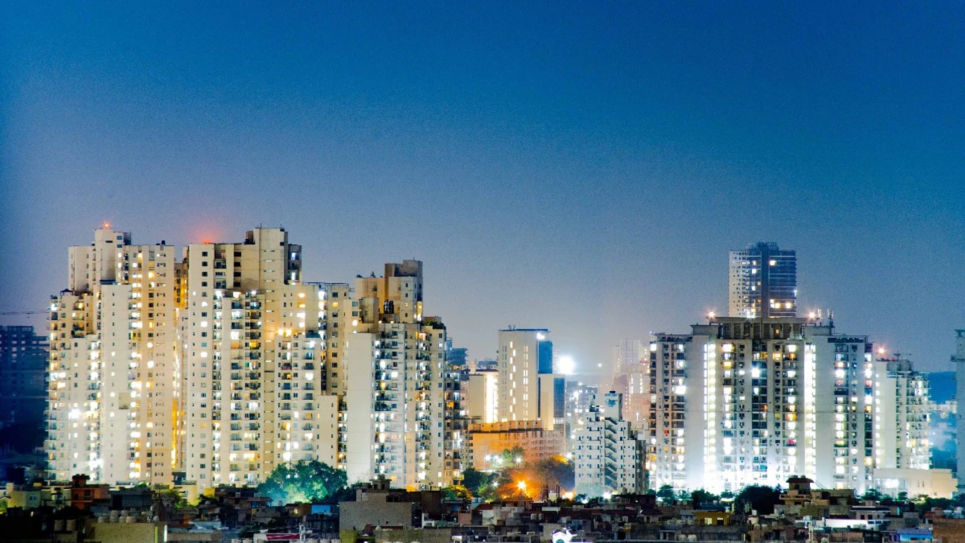 a view of a city from a high rise building