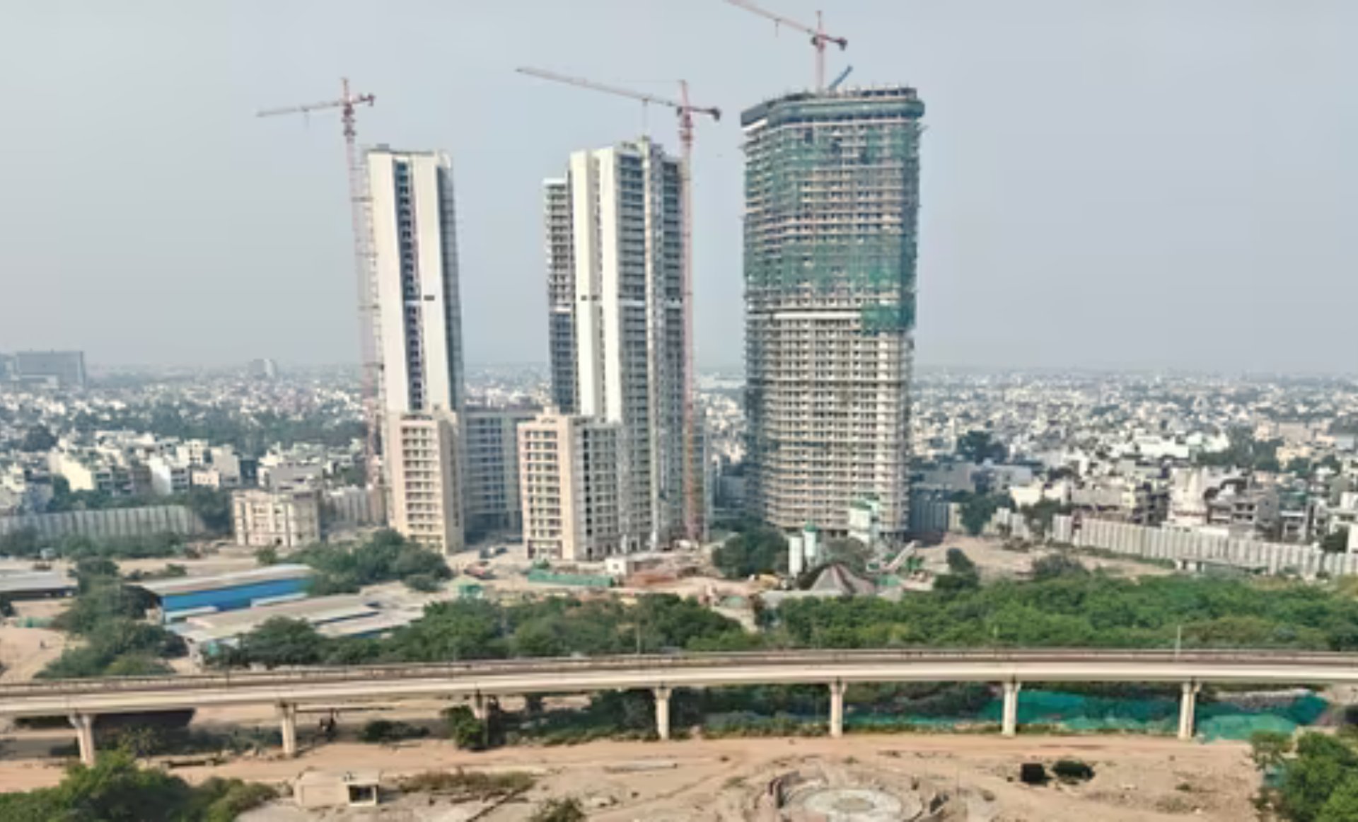 a view of a city from a high rise building