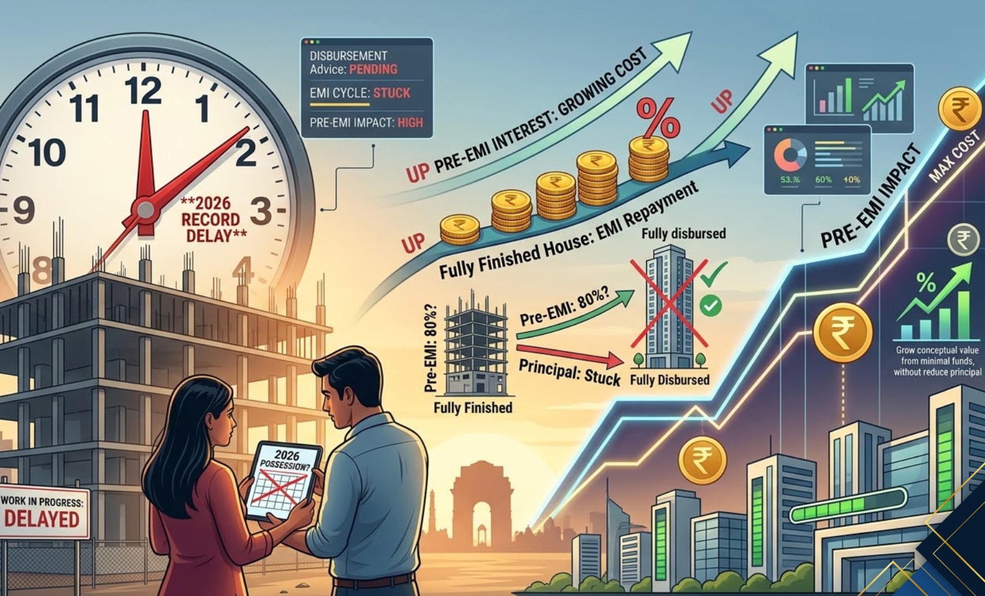 Delayed Home Loan Disbursement 2026: How Builder Delays Impact Your EMI & Pre-EMI Interest