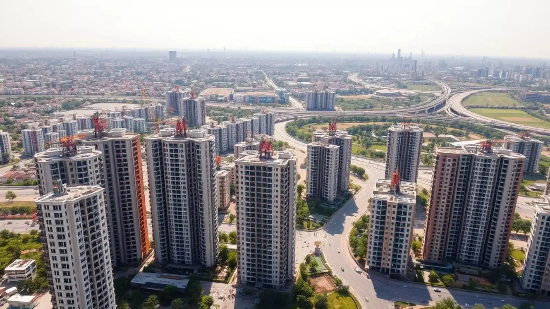 a view of a city from a high rise building