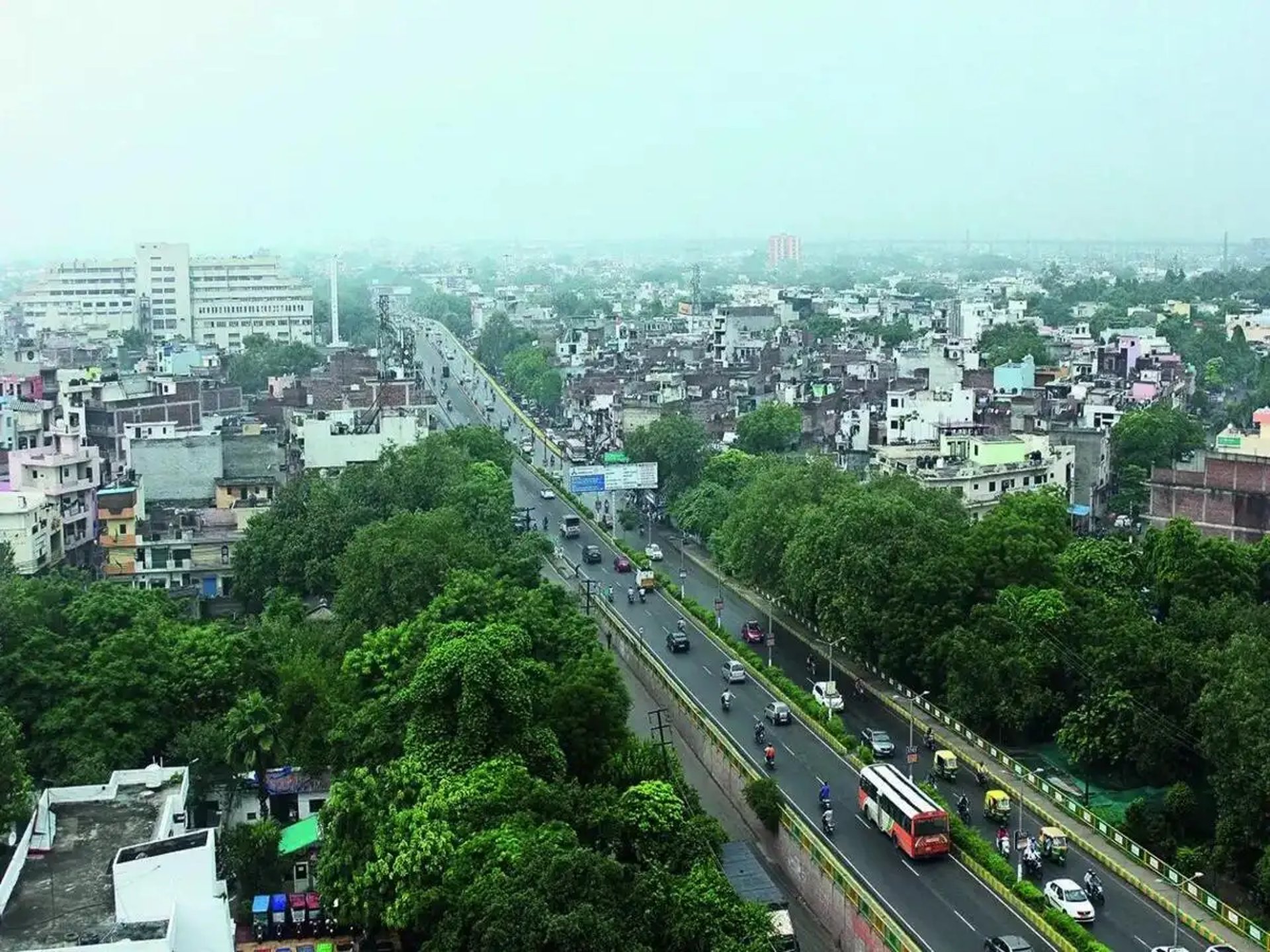 a view of a city from a high rise building