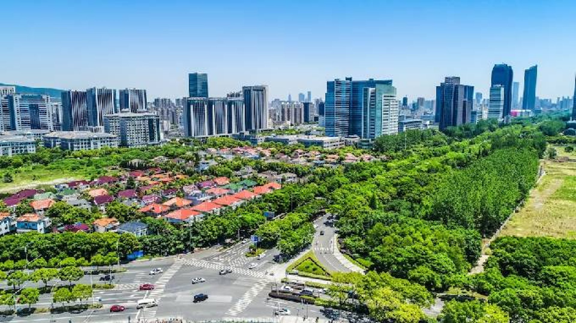a view of a city from a high rise building