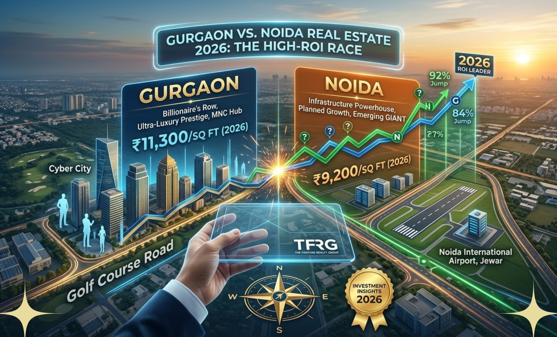 Gurgaon vs. Noida Real Estate 2026: Which NCR City is Winning the High-ROI Race?