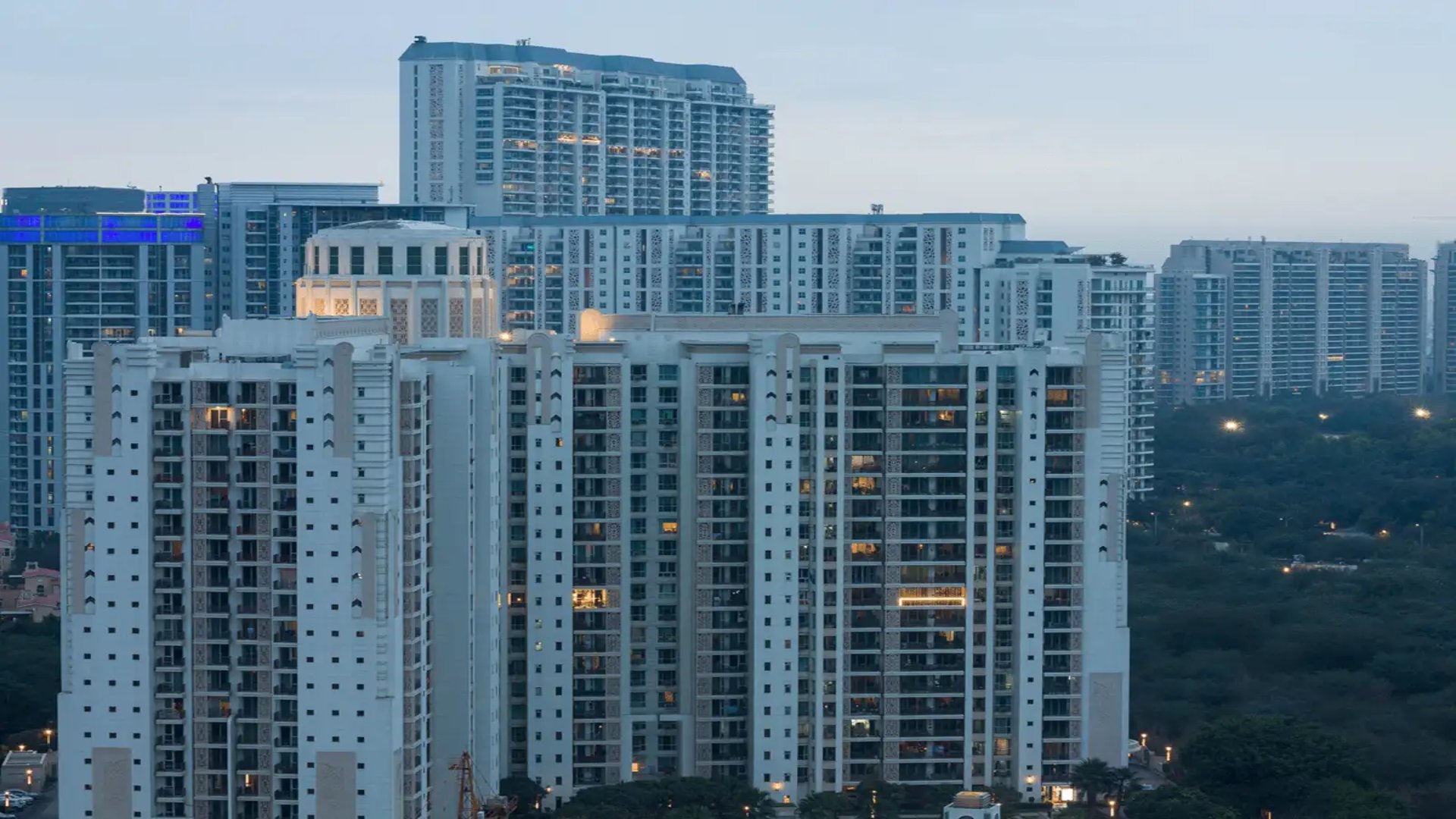 a view of a city from a high rise building