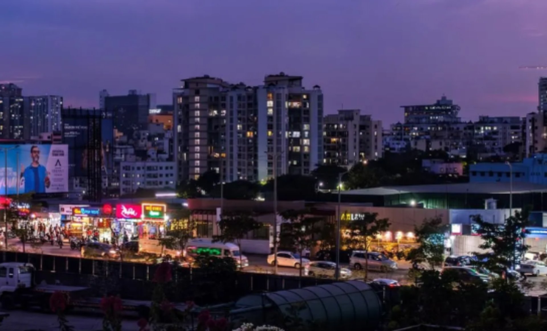 a view of a city from a high rise building