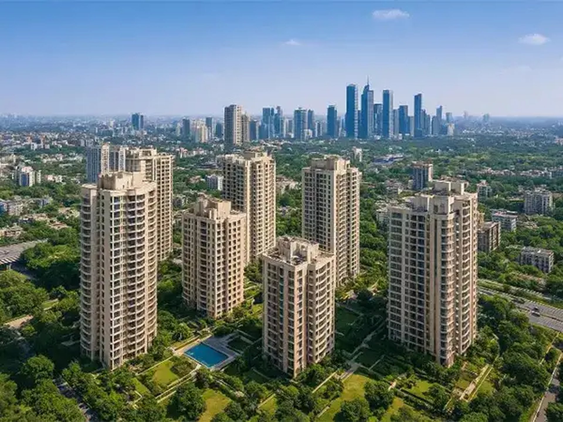 a view of a city from a high rise building