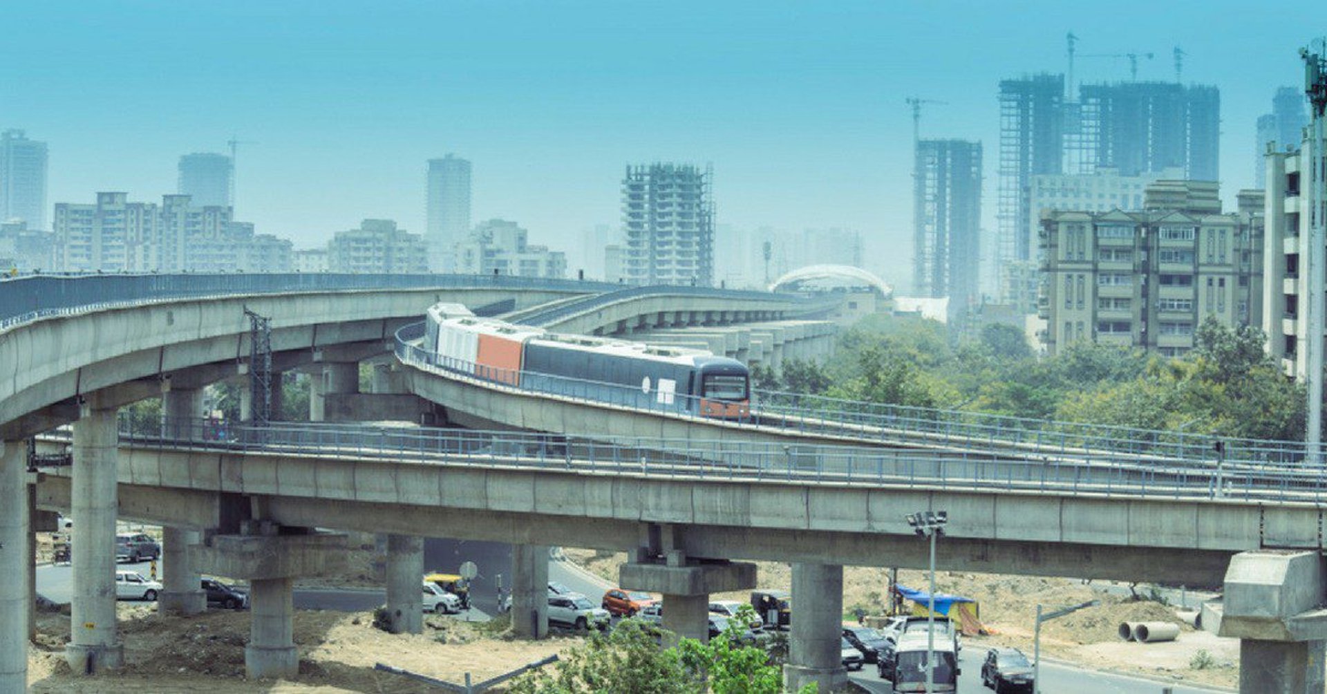 a view of a city from a high rise building