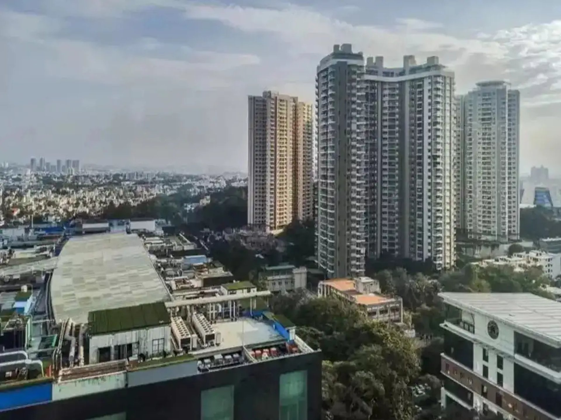 a view of a city from a high rise building