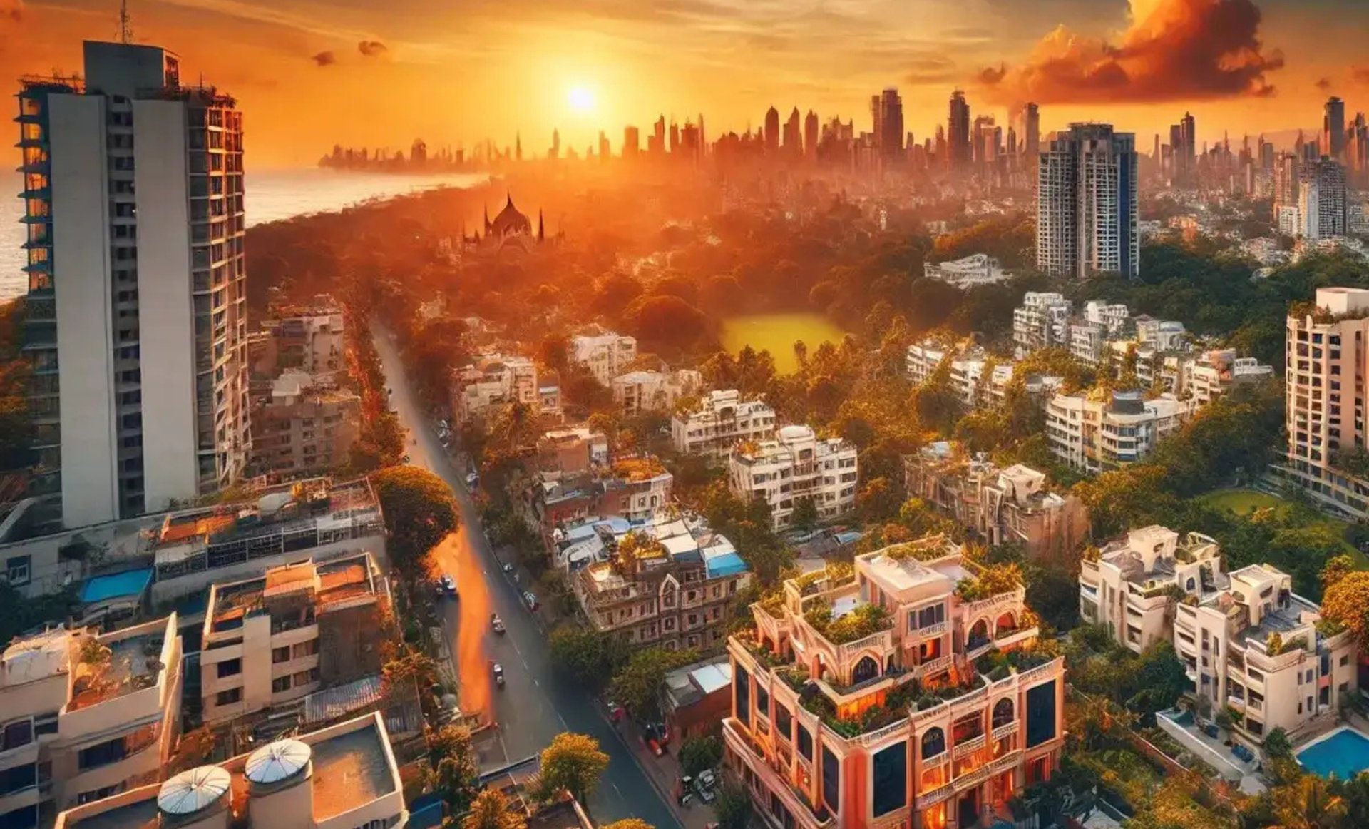 a view of a city from a high rise building