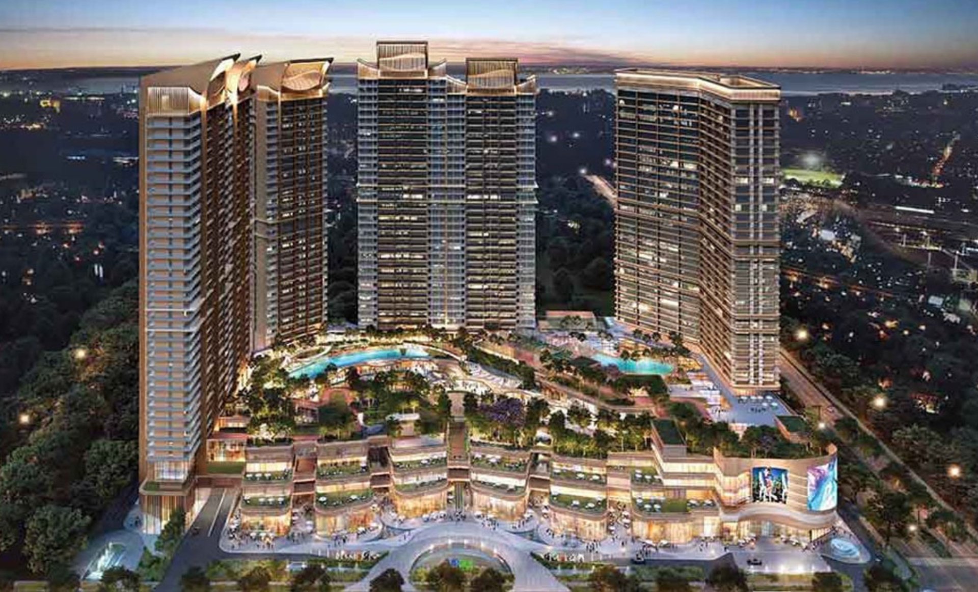 a view of a city from a high rise building