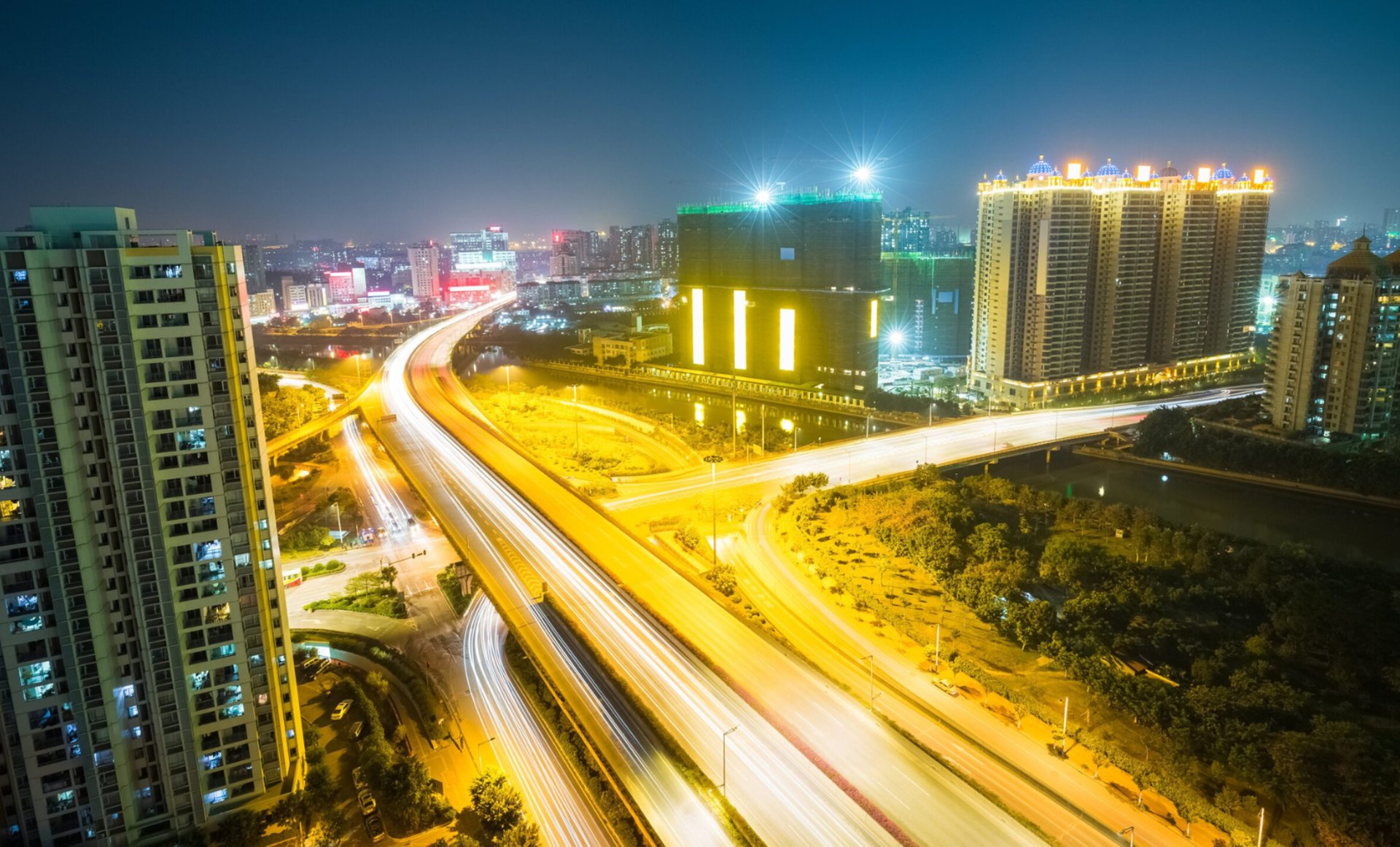 a view of a city from a high rise building