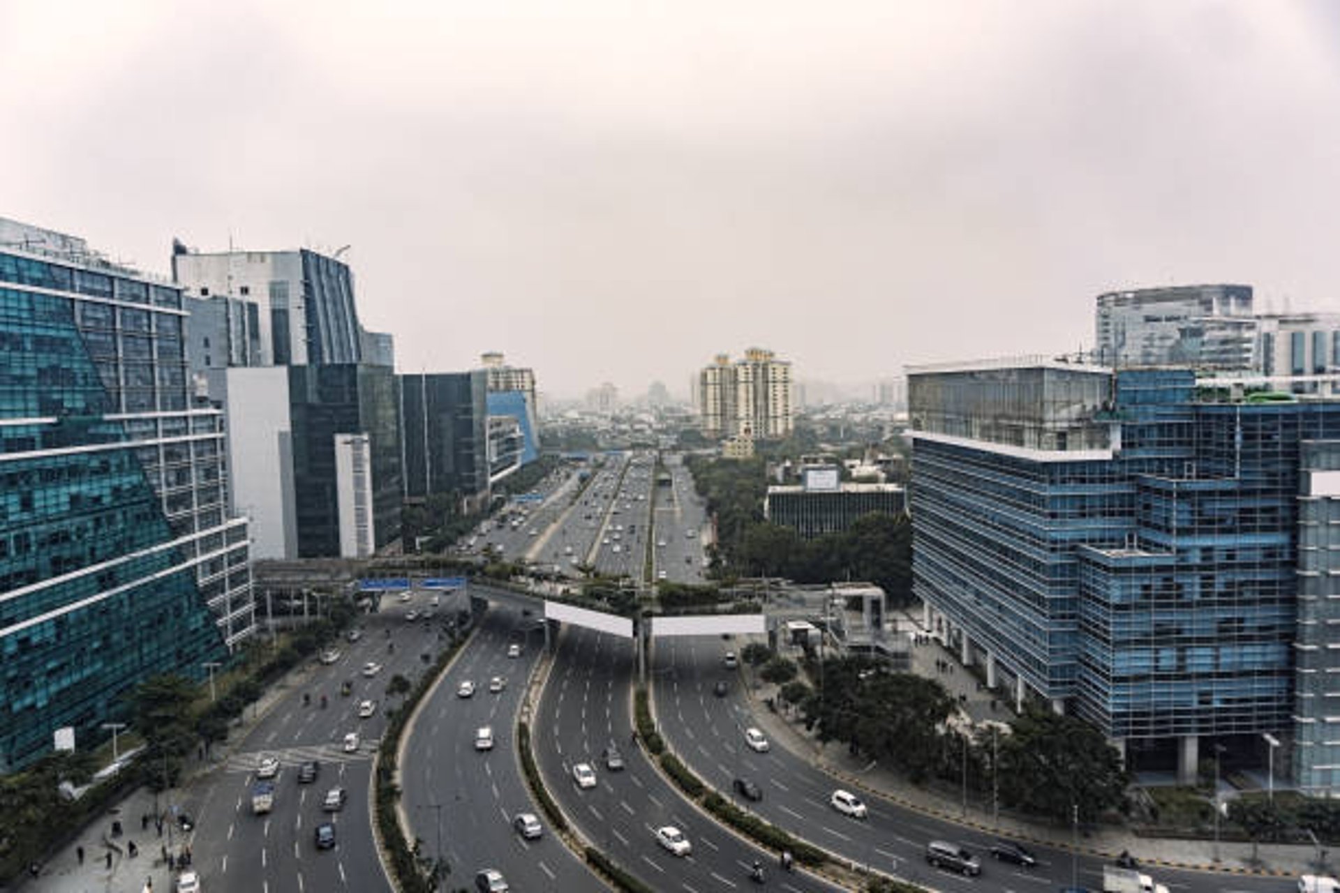 a view of a city from a high rise building