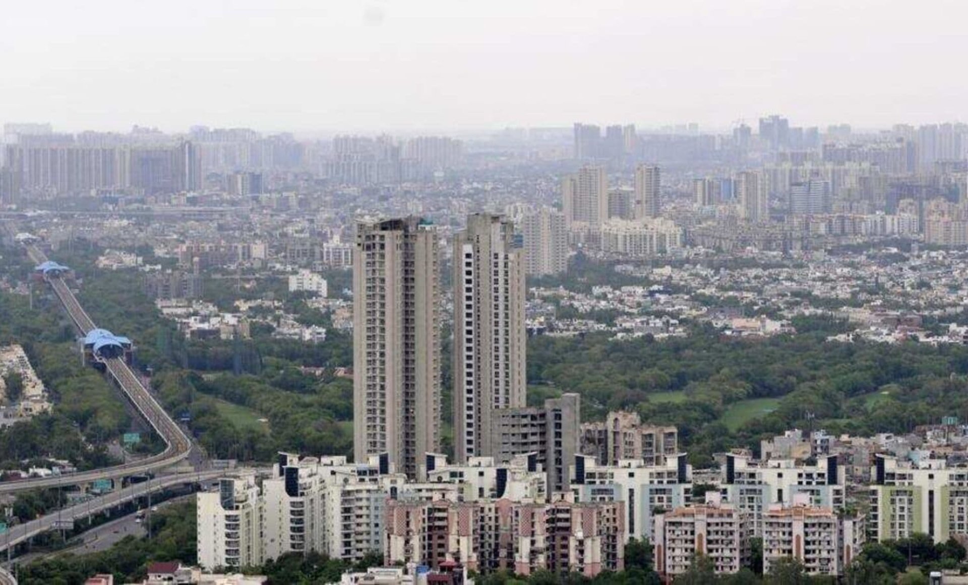 a view of a city from a high rise building