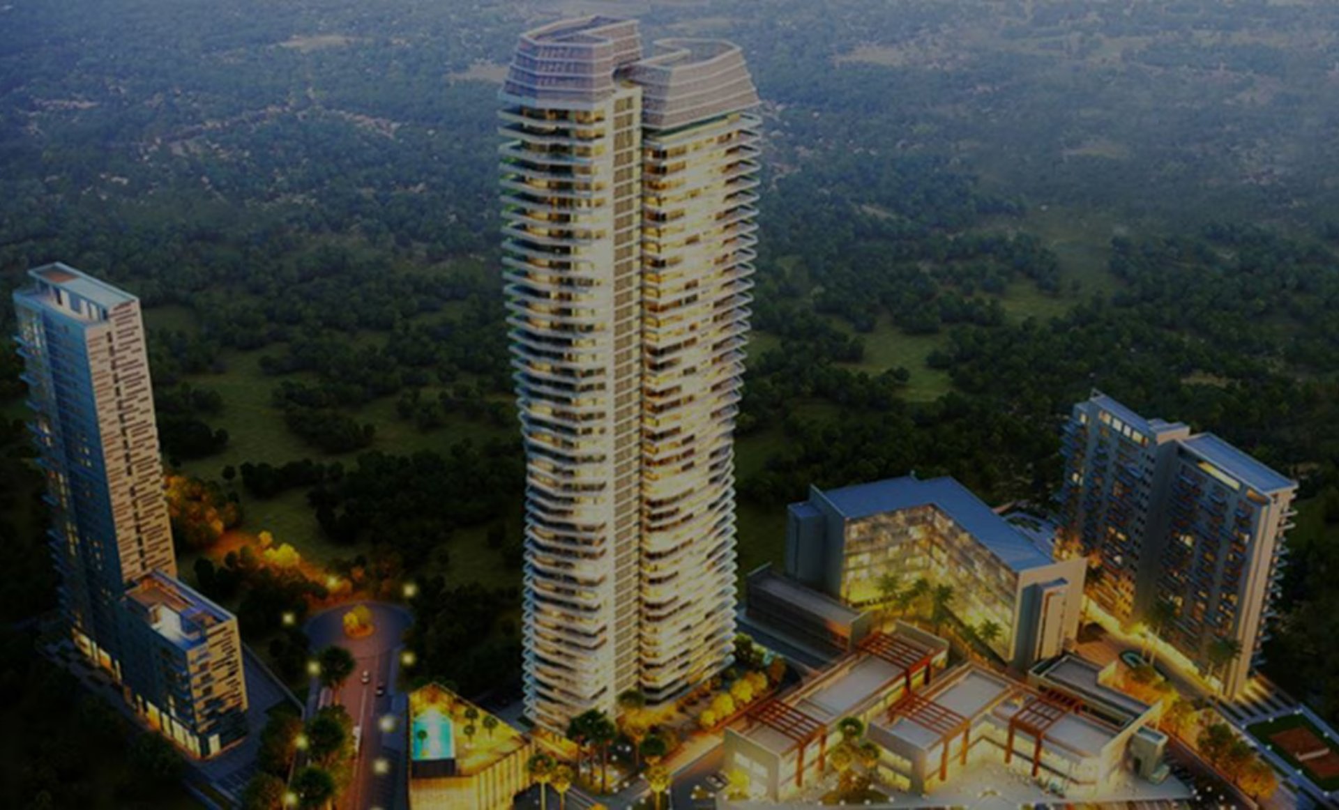 a view of a city from a high rise building