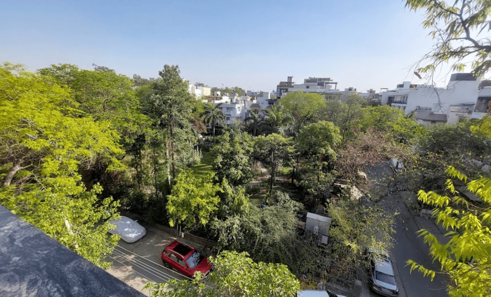a view of a city from a high rise building