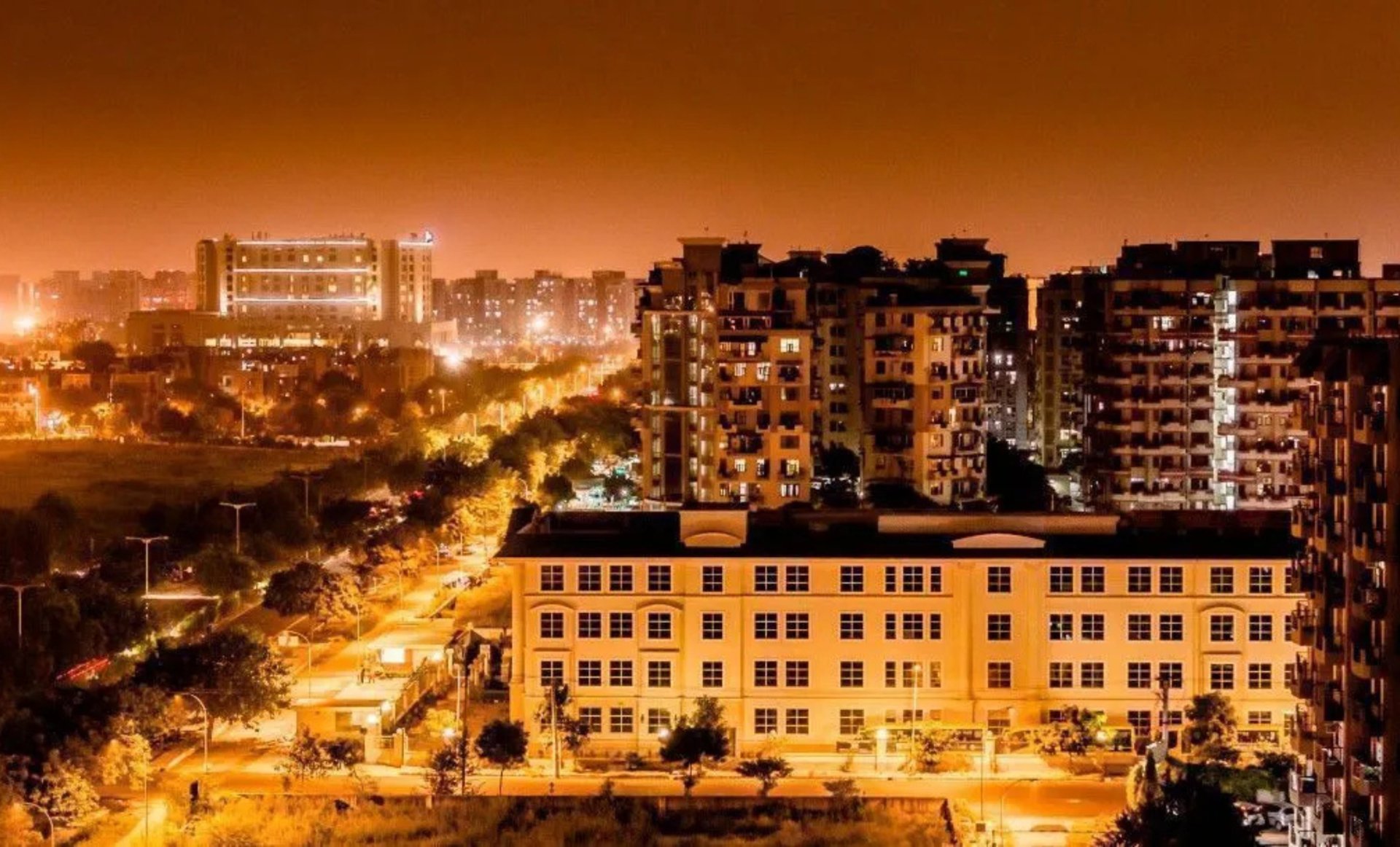 a view of a city from a high rise building