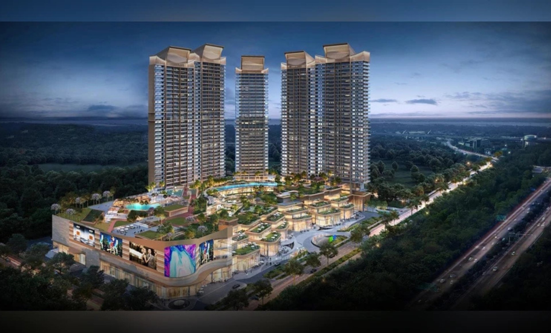 a view of a city from a high rise building