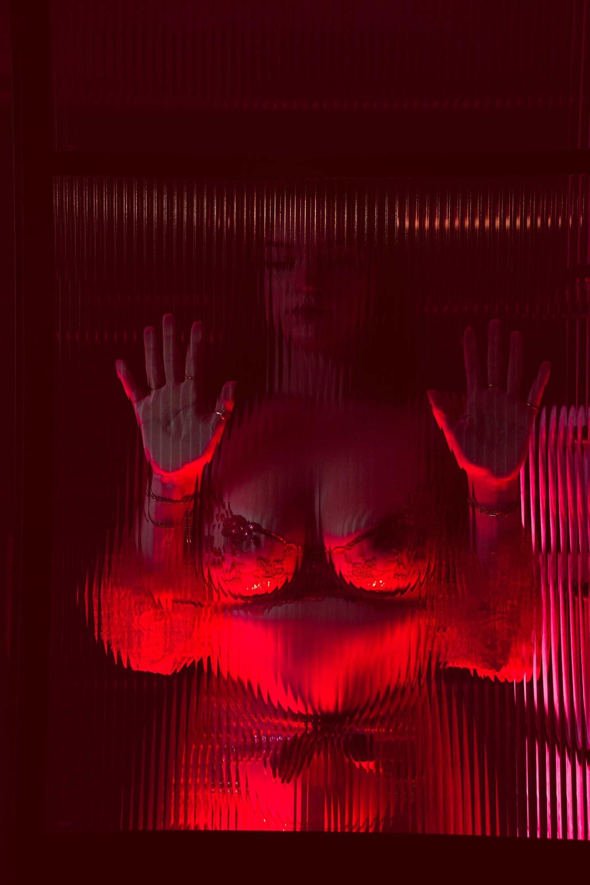 purple light in dark room