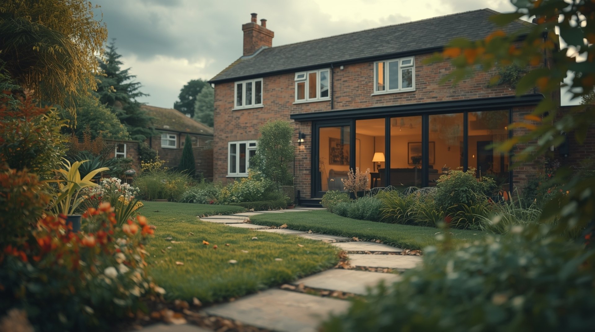 a large house with a lawn in front of it