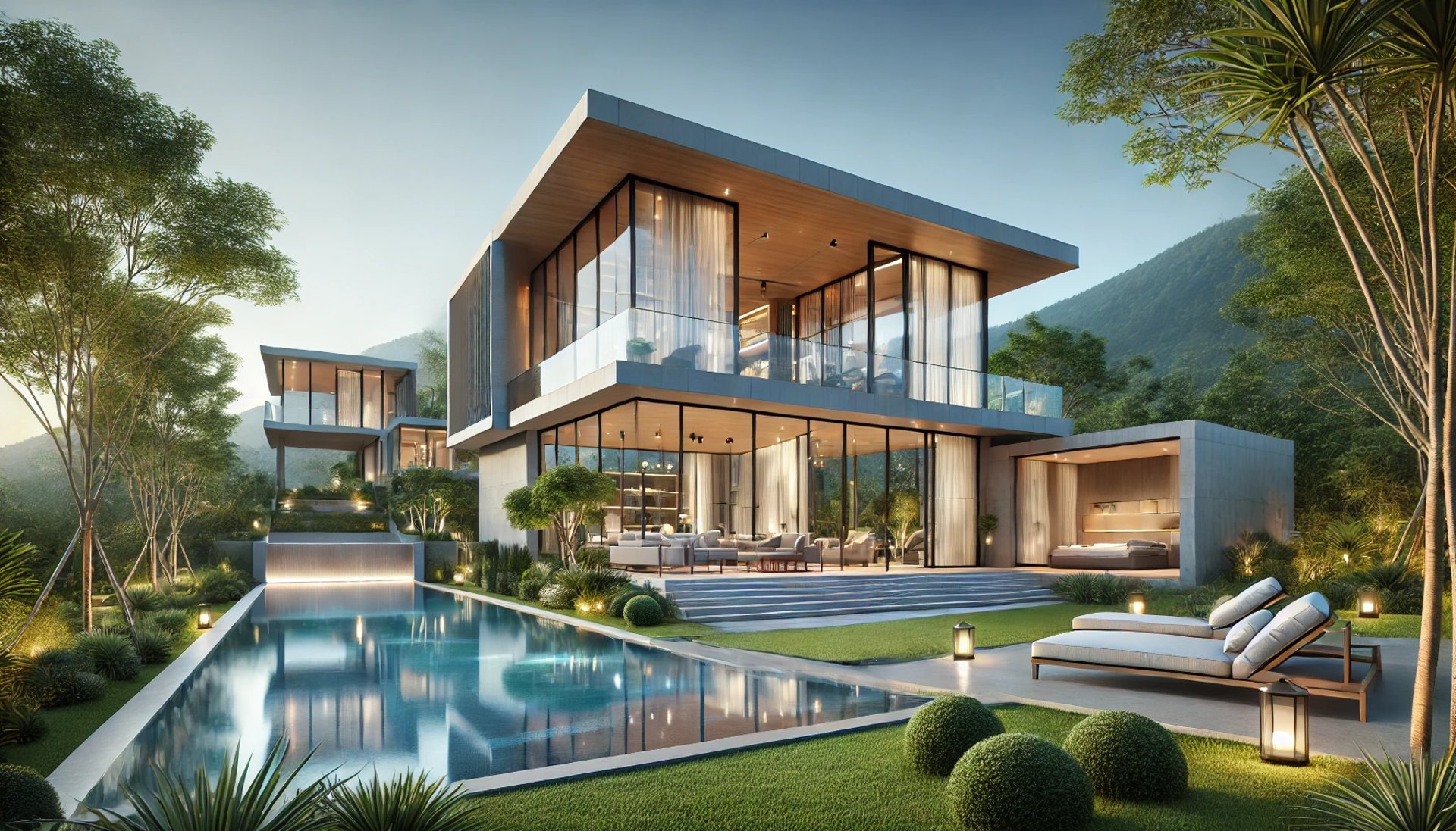 an abstract photo of a curved building with a blue sky in the background