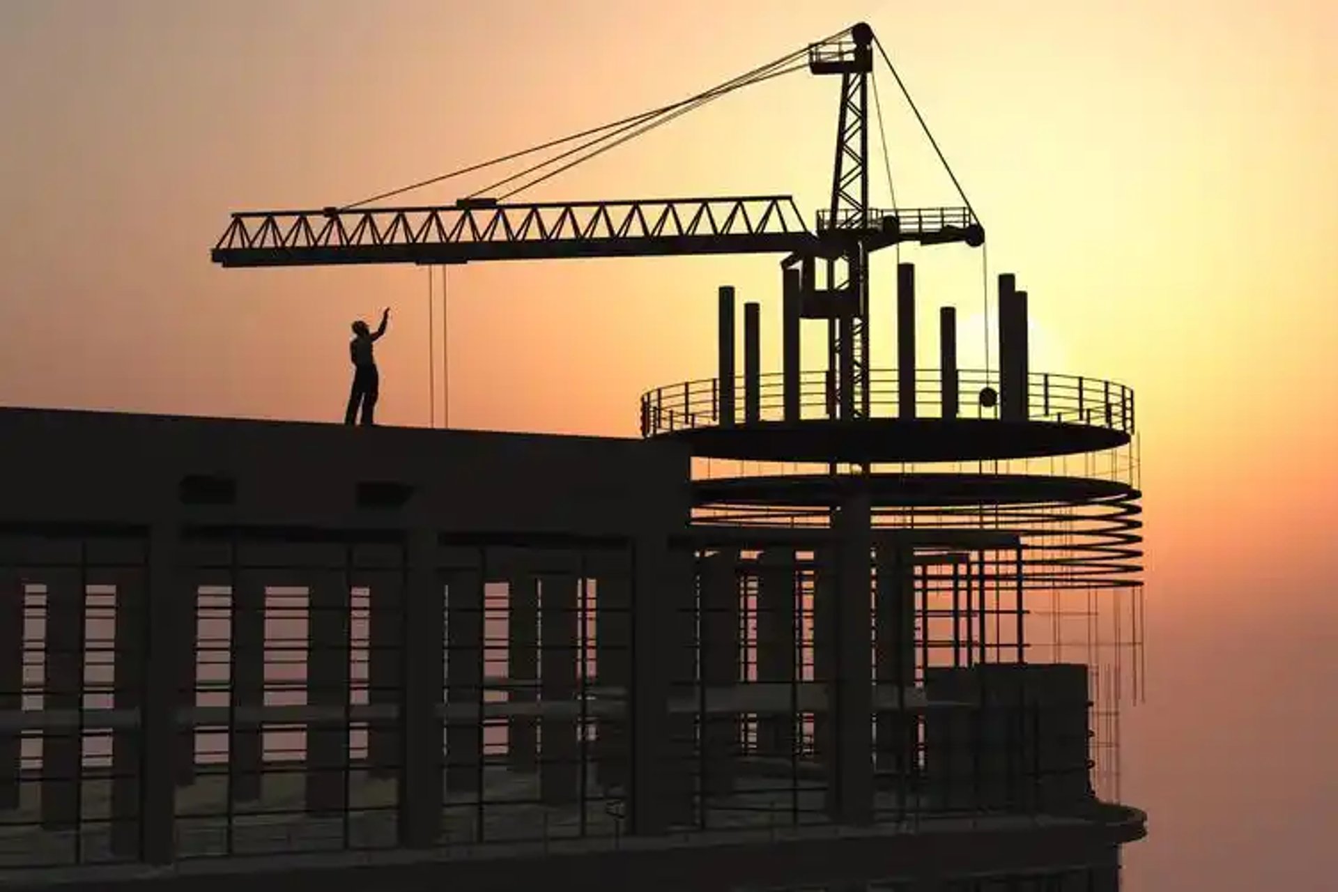 an abstract photo of a curved building with a blue sky in the background