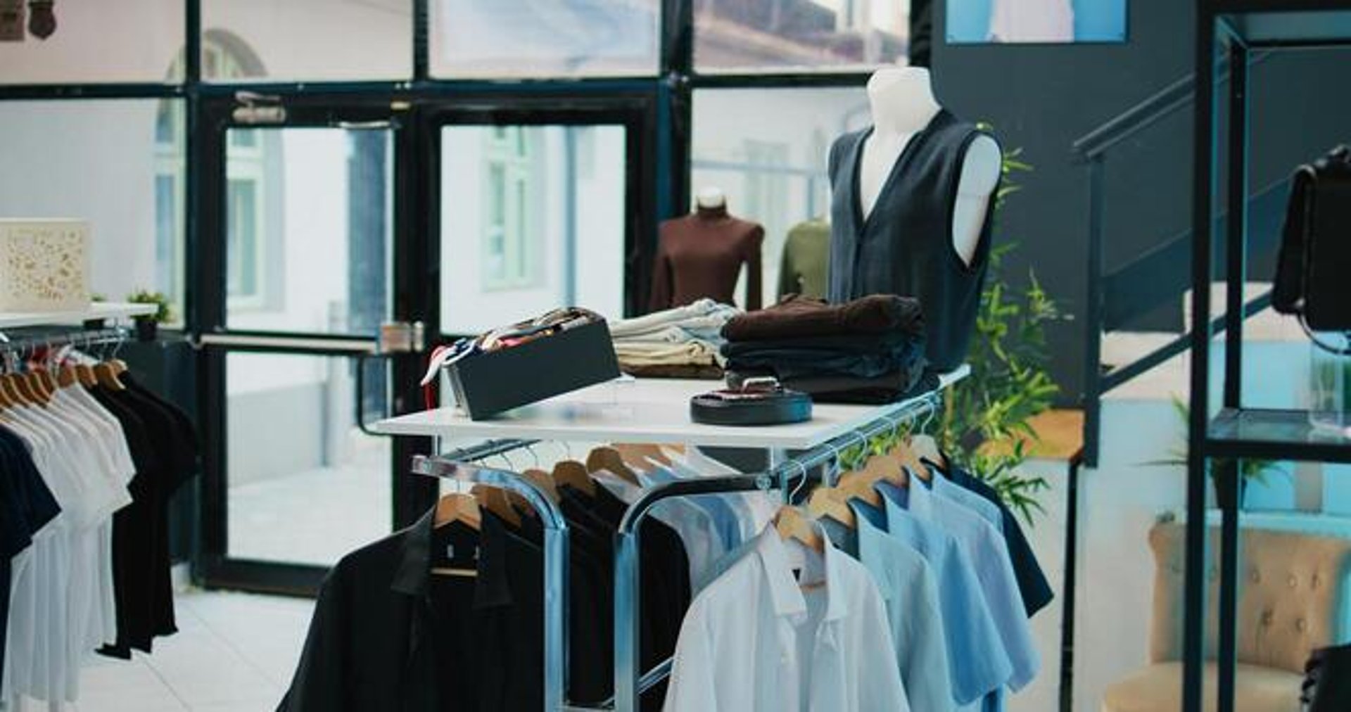 an abstract photo of a curved building with a blue sky in the background