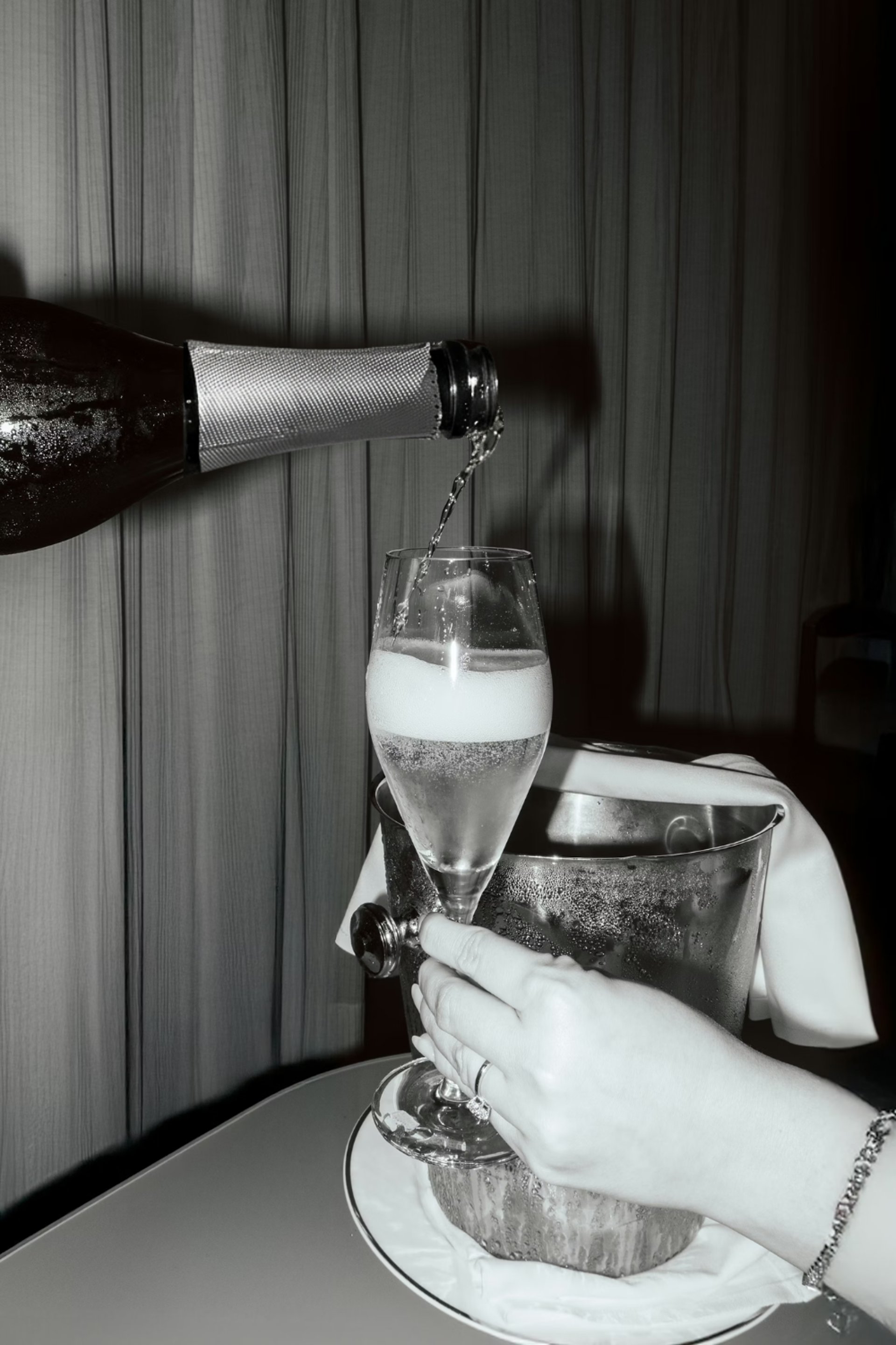 Champagne being poured into a glass