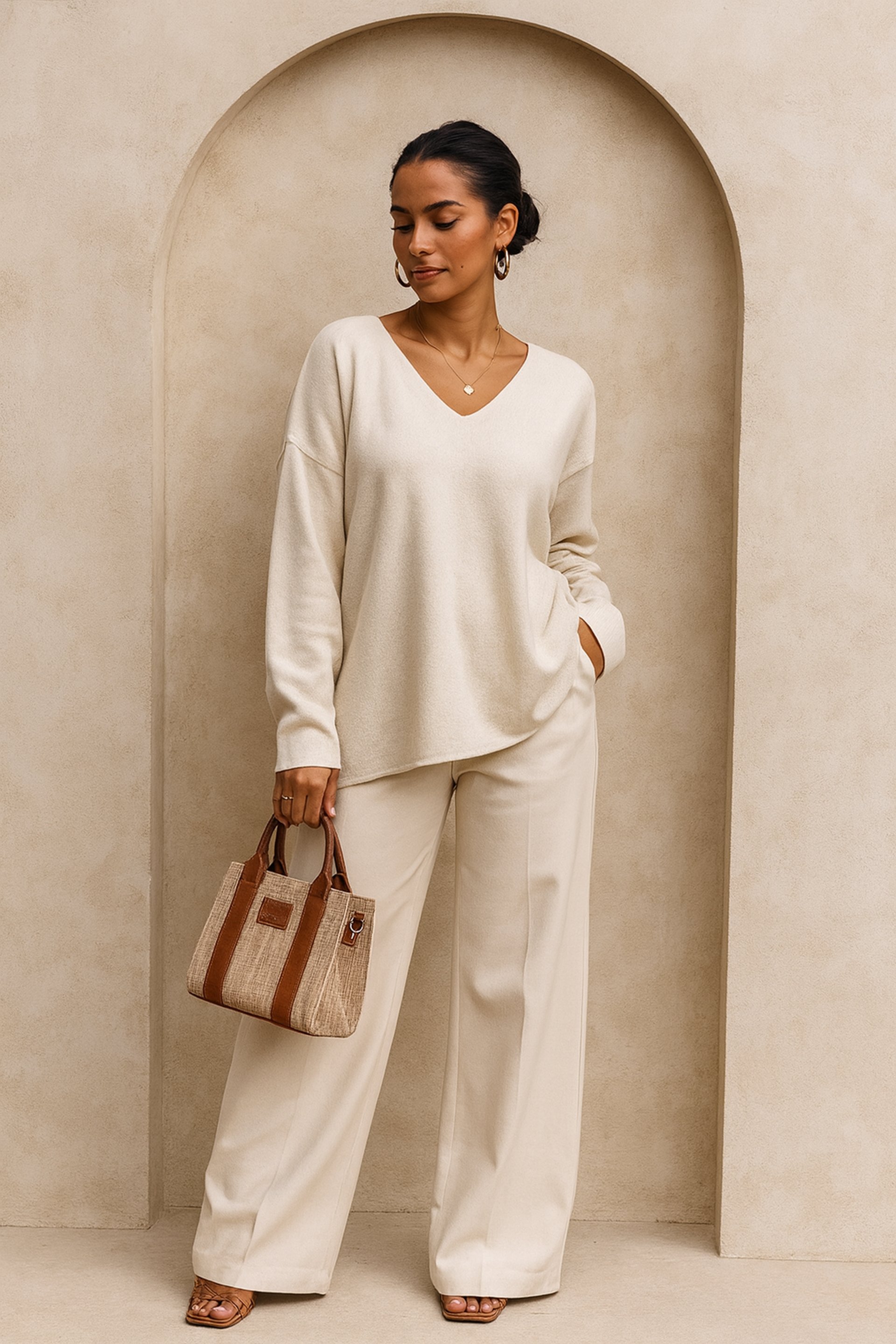 woman holding dried flower