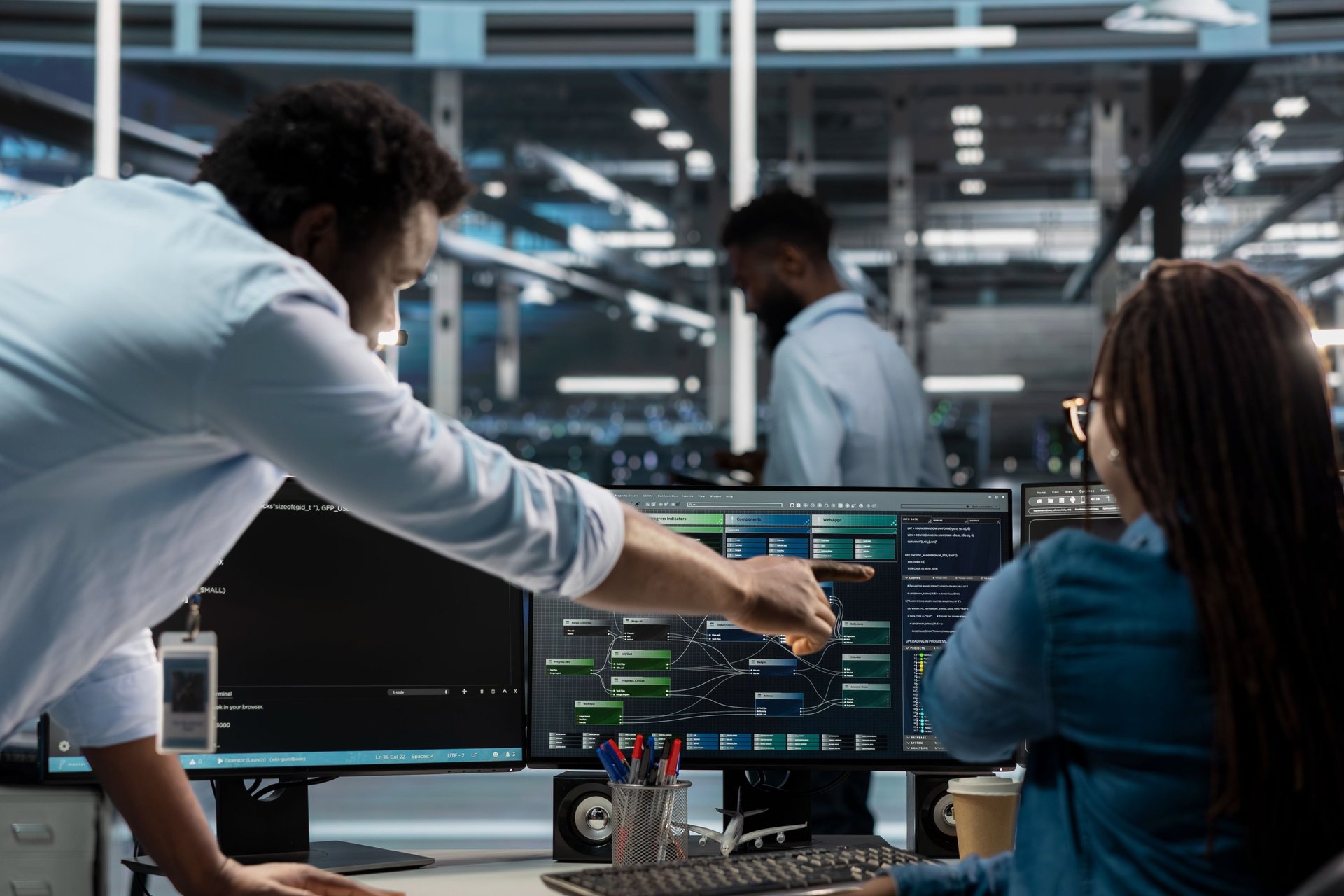 an abstract photo of a curved building with a blue sky in the background