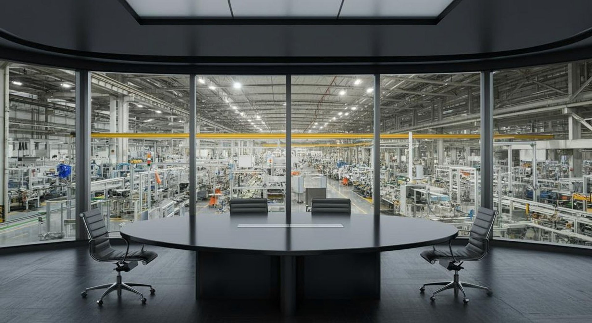 a factory filled with lots of orange machines