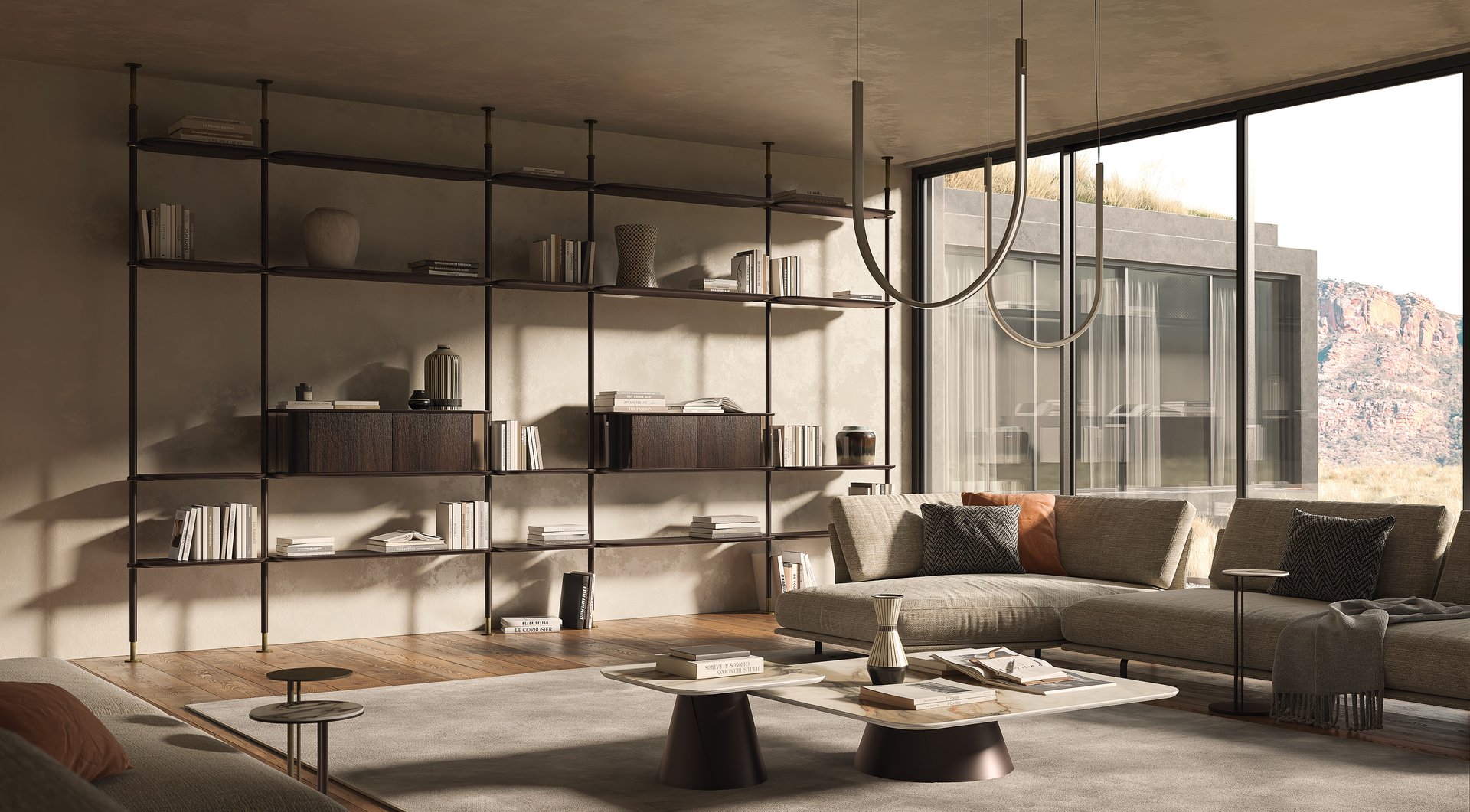 an abstract photo of a curved building with a blue sky in the background