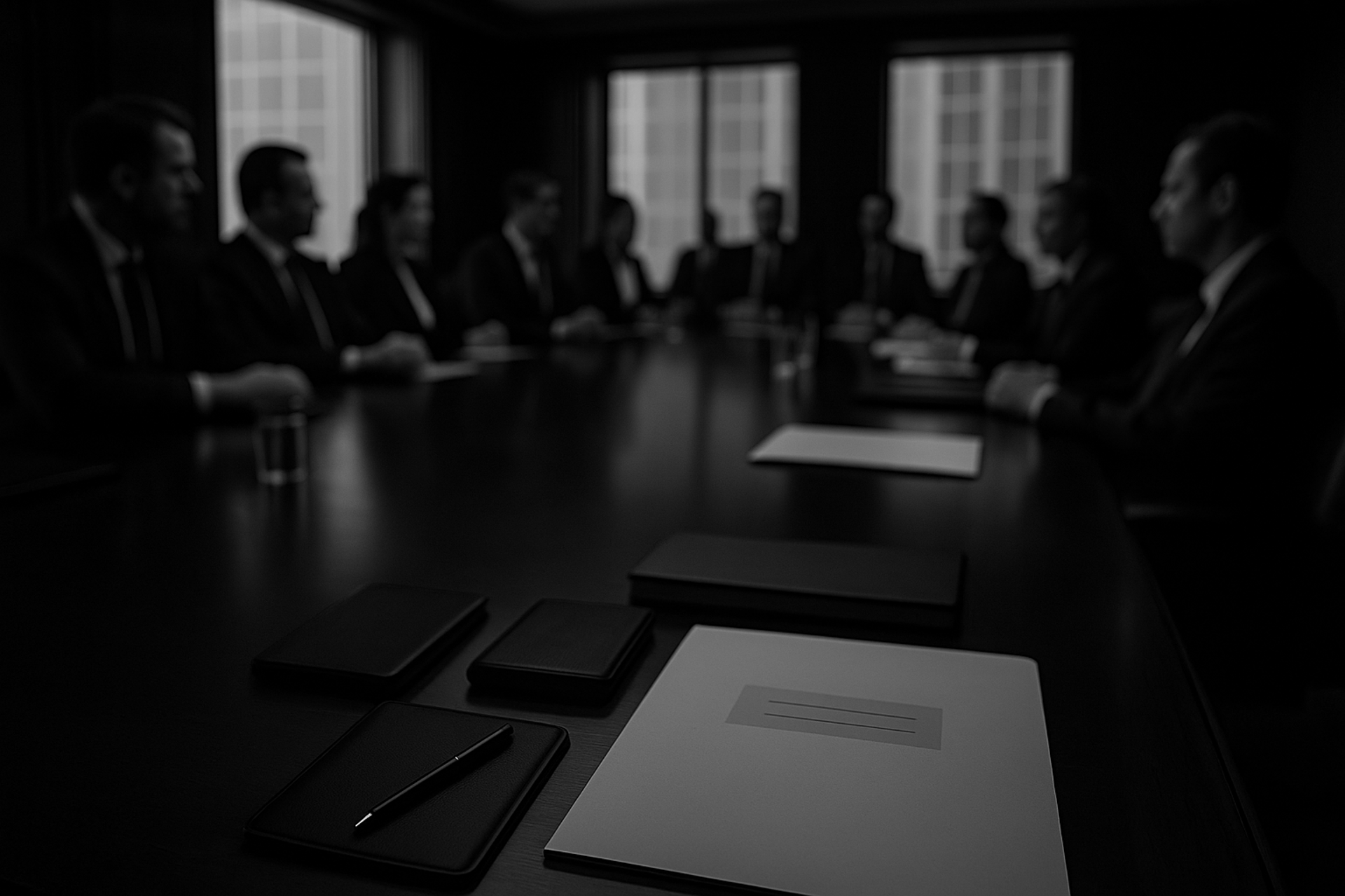 a black and white photo of a motorcycle parked in front of a building